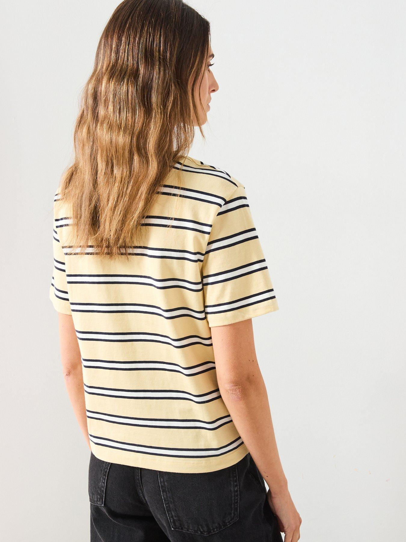 mango-striped-cotton-t-shirt-yellowstillFront