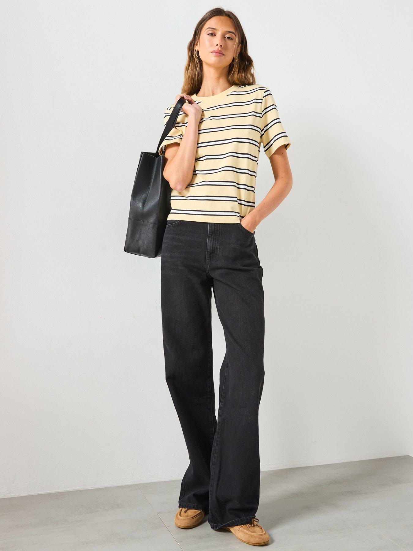 mango-striped-cotton-t-shirt-yellowback