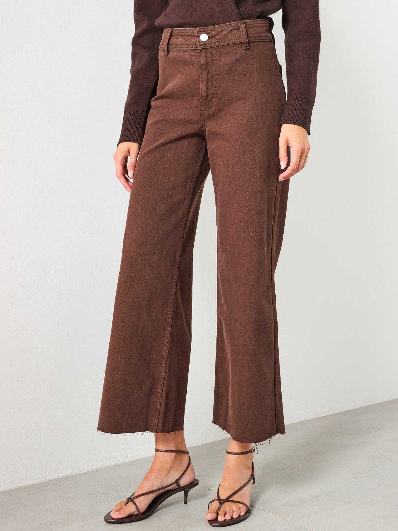 Mango Catherin Culotte High Rise Jeans - Brown
