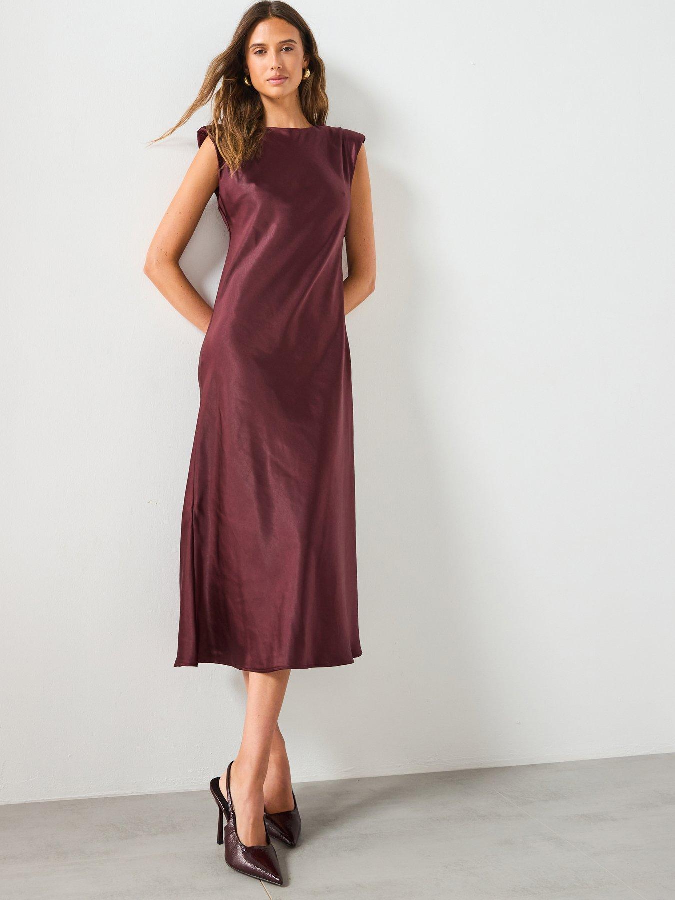 Mango Fitted Satin Dress - Purple