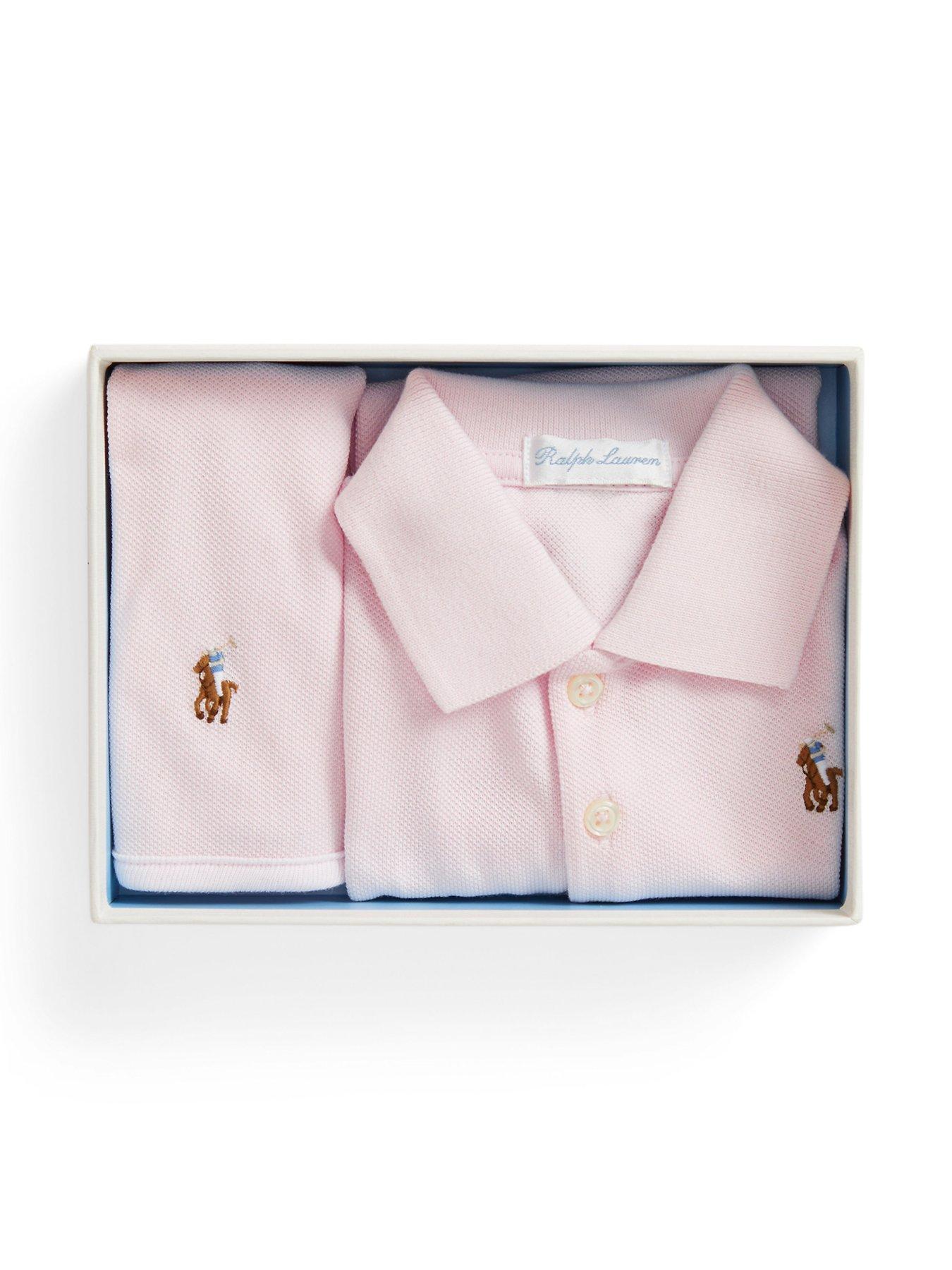 Image 2 of 3 of Polo Ralph Lauren Baby Girls Bodysuit &amp; Bib Gift Box Set - Light Pink