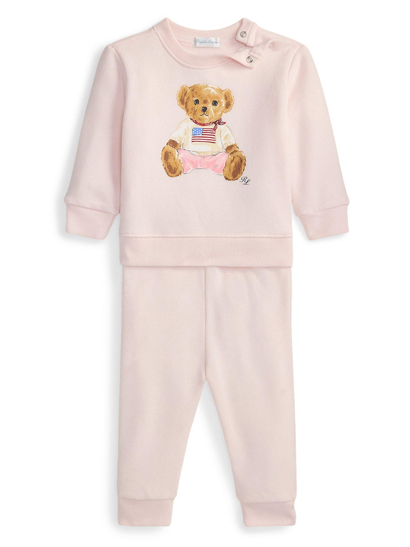 Polo Ralph Lauren Baby Girls Bear Sweat  &  Pant Set - Light Pink