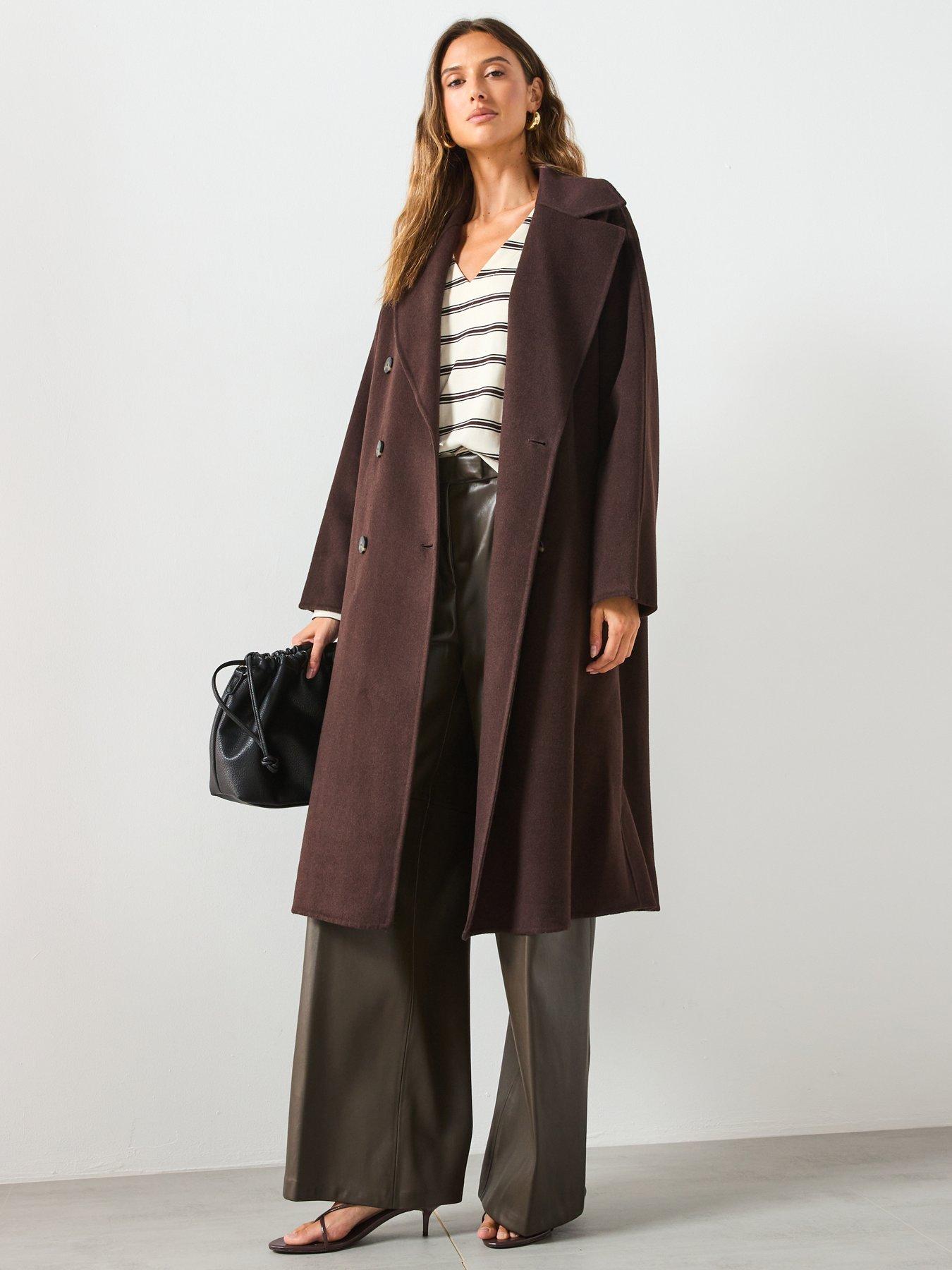 Image 3 of 5 of Mango Handmade Oversized Wool Coat - Brown