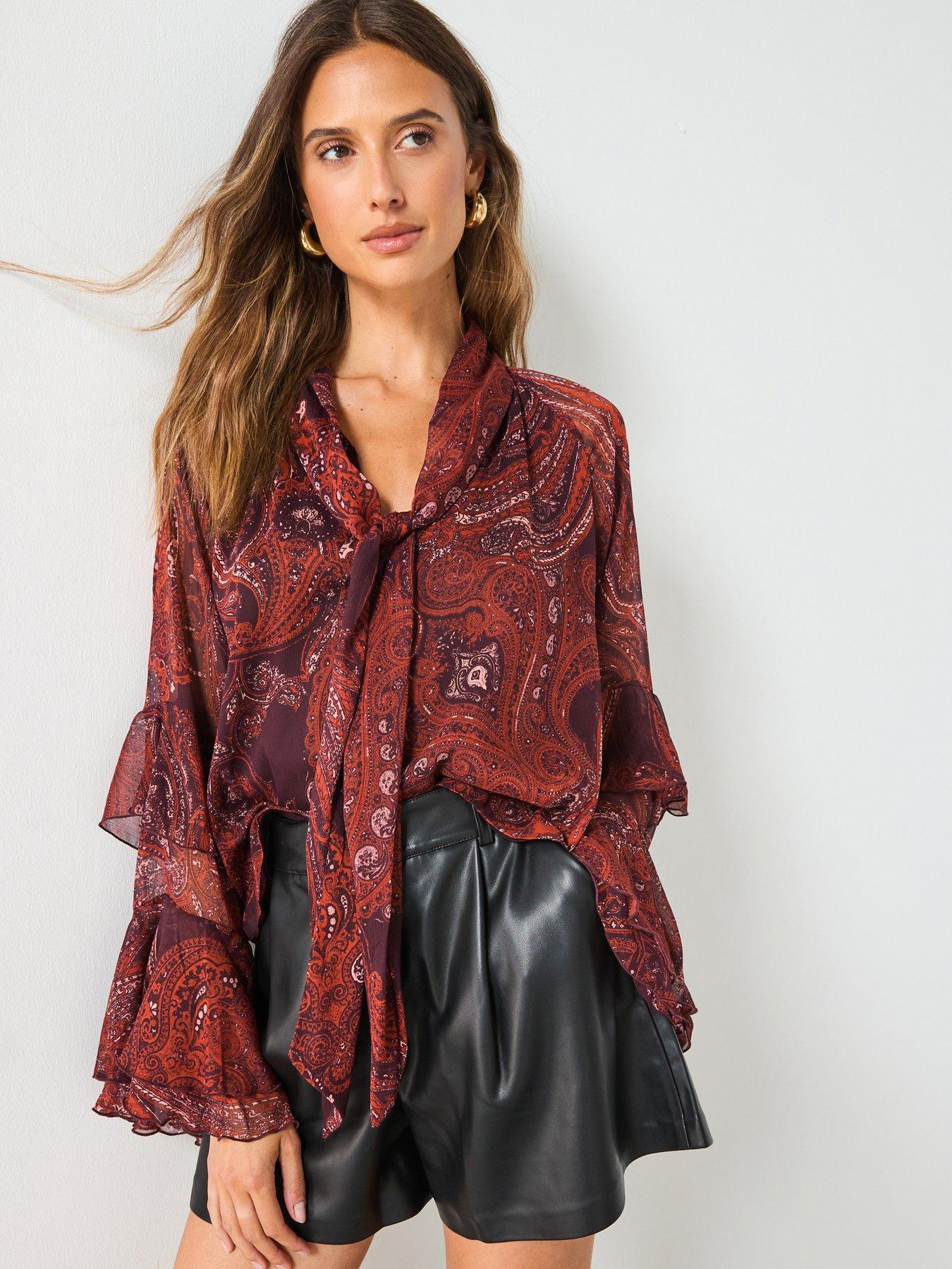 Mango Paisley Print Blouse - Red