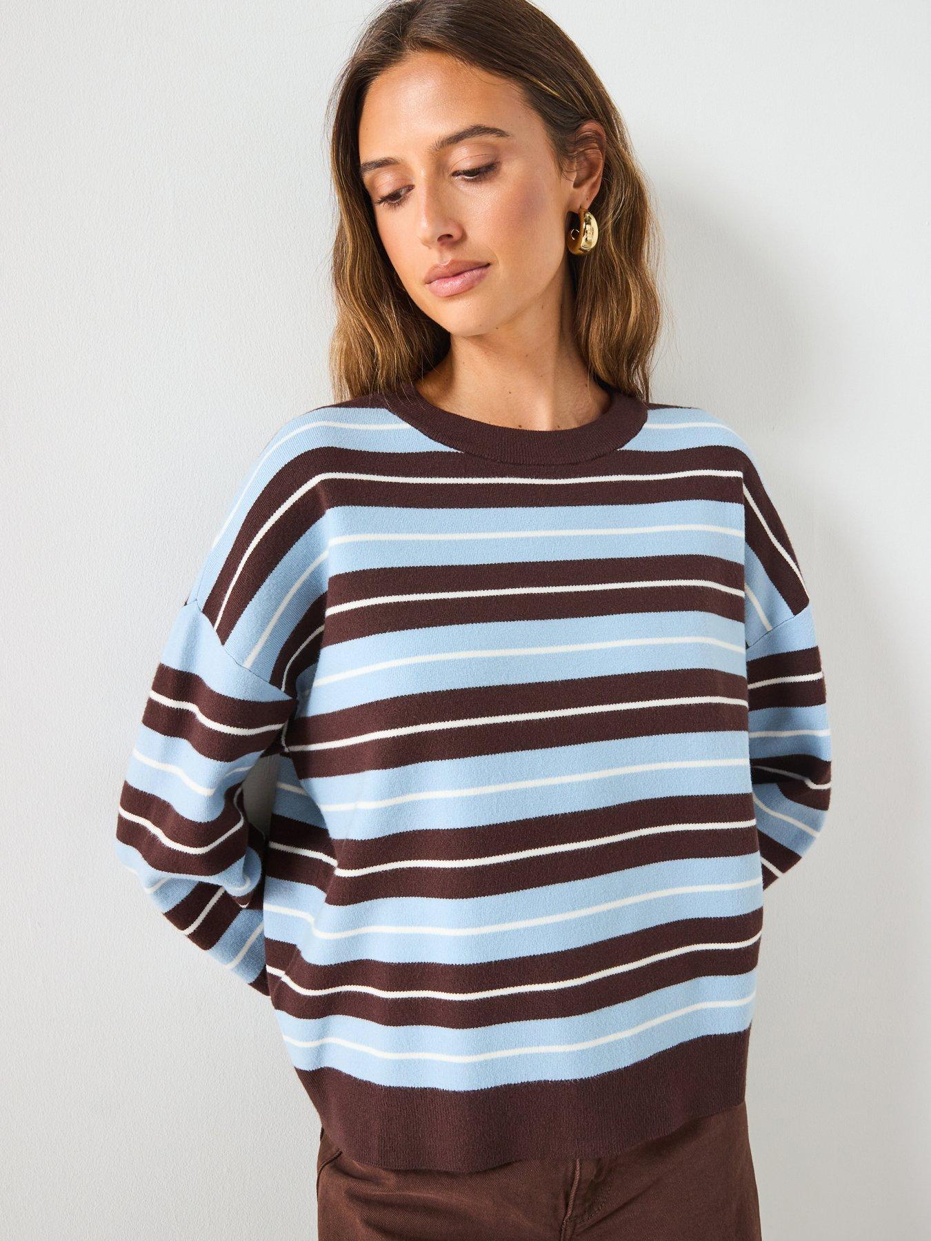 mango-oversized-striped-sweater-brownfront