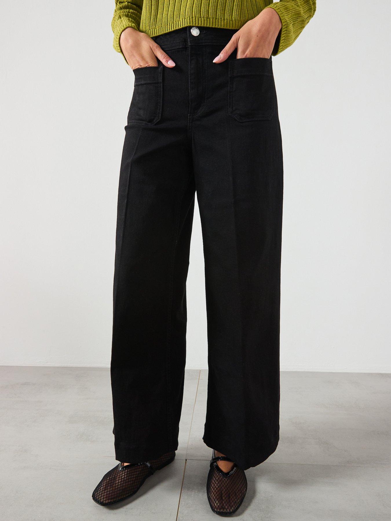 Mango Jessie Wide Leg Jeans With Pockets - Black