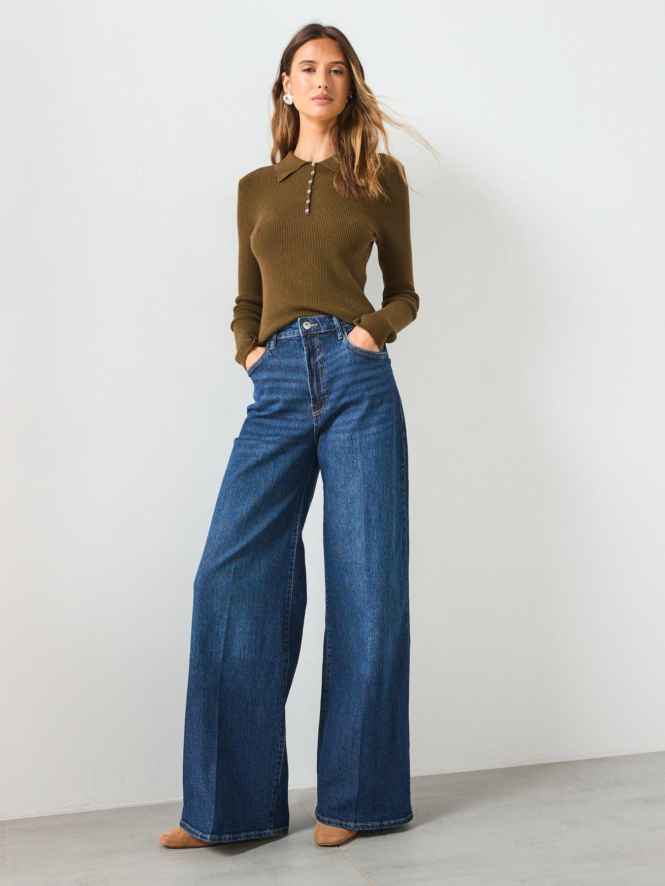 Image 6 of 6 of Mango Elise High Waisted Wide Leg Jeans - Blue