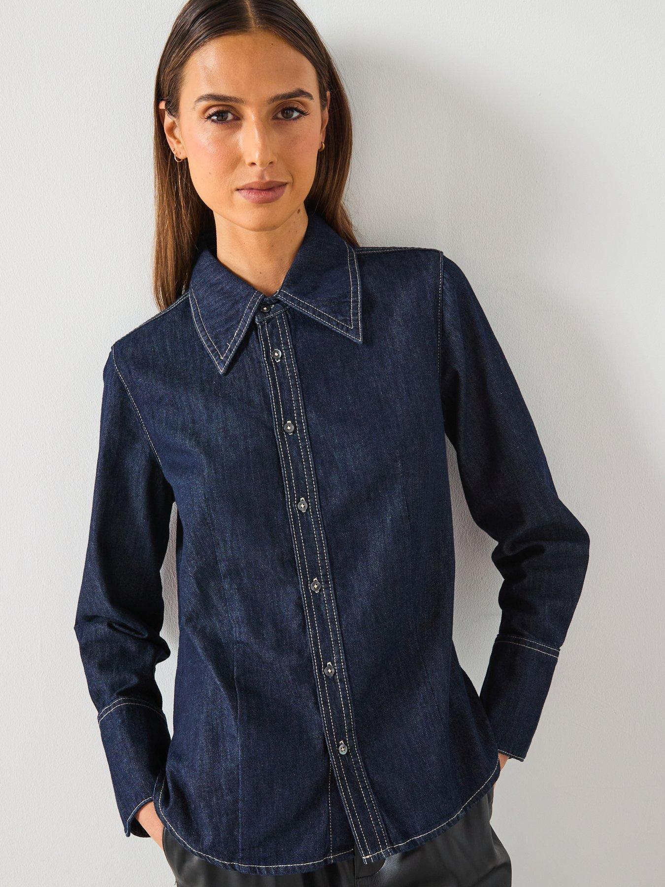 Mango Denim Shirt With Seams - Blue