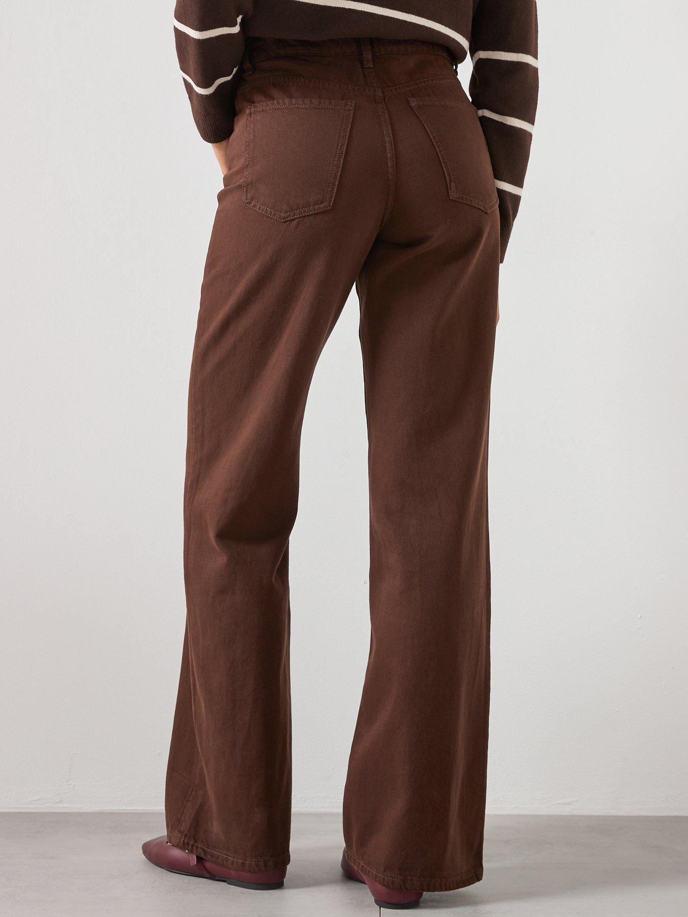 Image 2 of 6 of Mango Danila Wide Leg High Rise Jeans - Brown