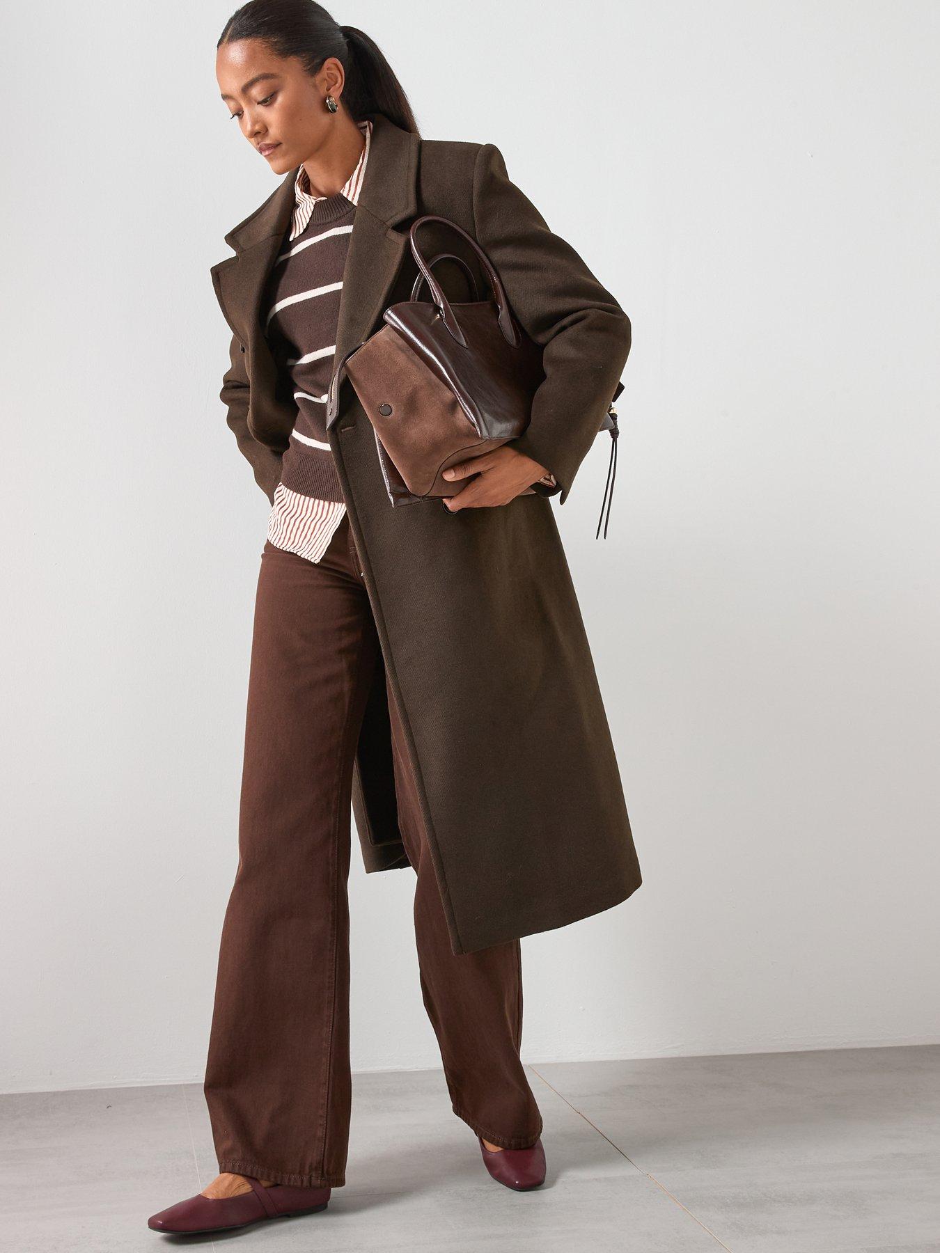 Image 5 of 6 of Mango Danila Wide Leg High Rise Jeans - Brown