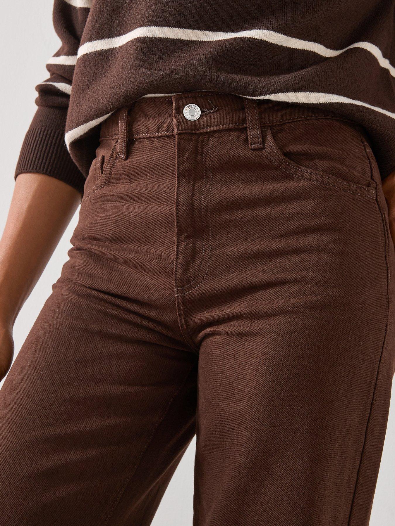 Image 6 of 6 of Mango Danila Wide Leg High Rise Jeans - Brown