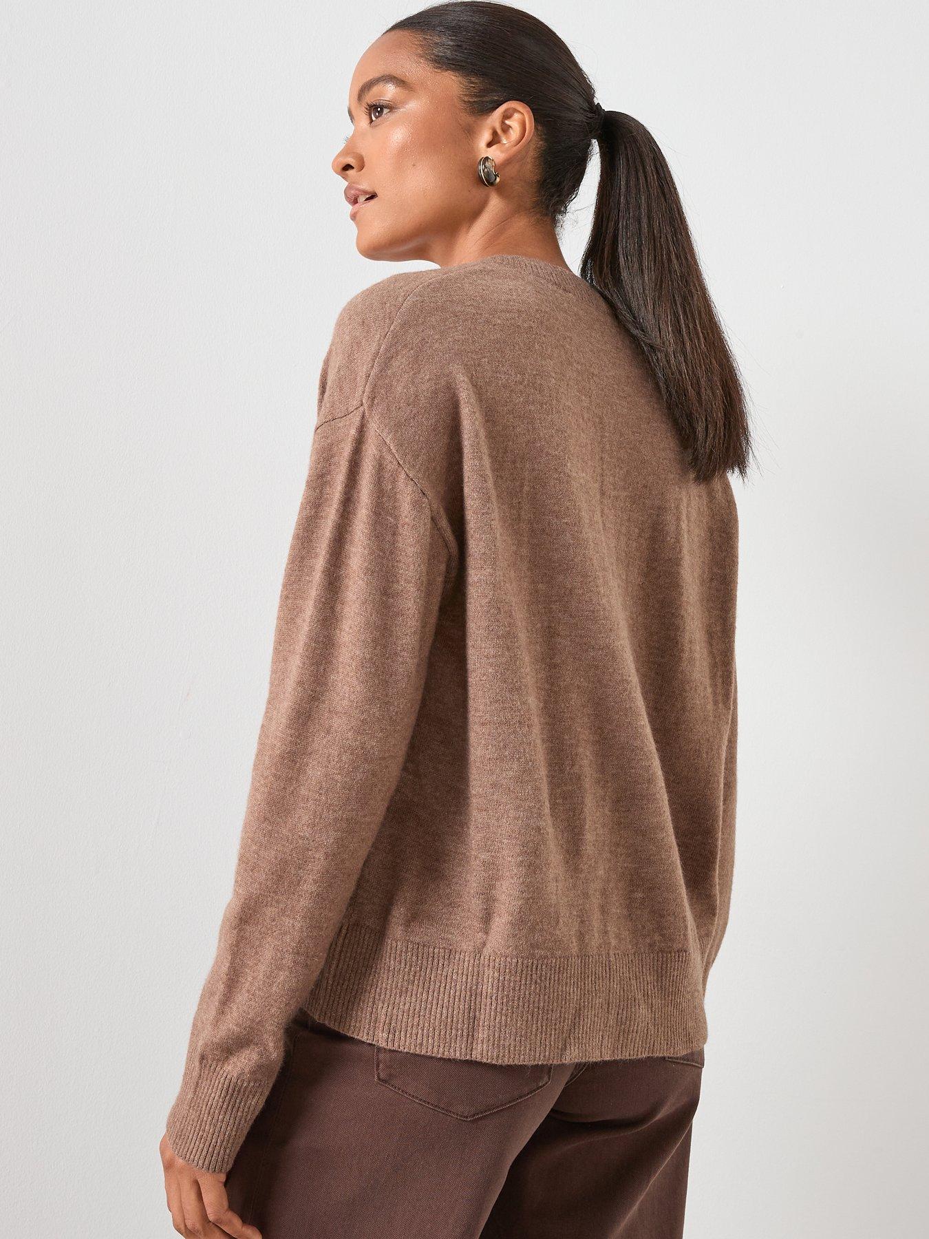mango-v-neck-cardigan-with-pockets-brownstillFront