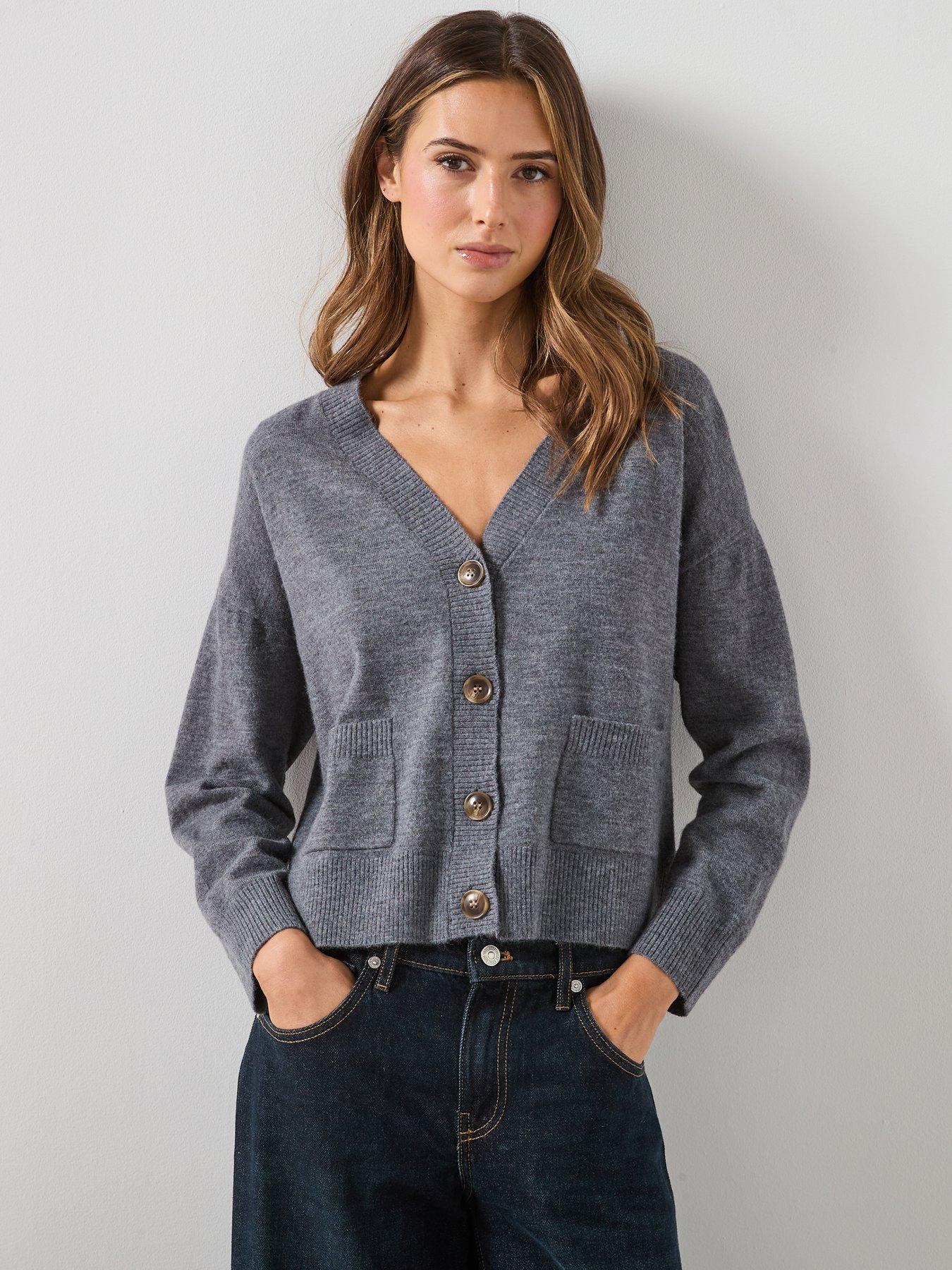 mango-v-neck-cardigan-with-pockets-grey