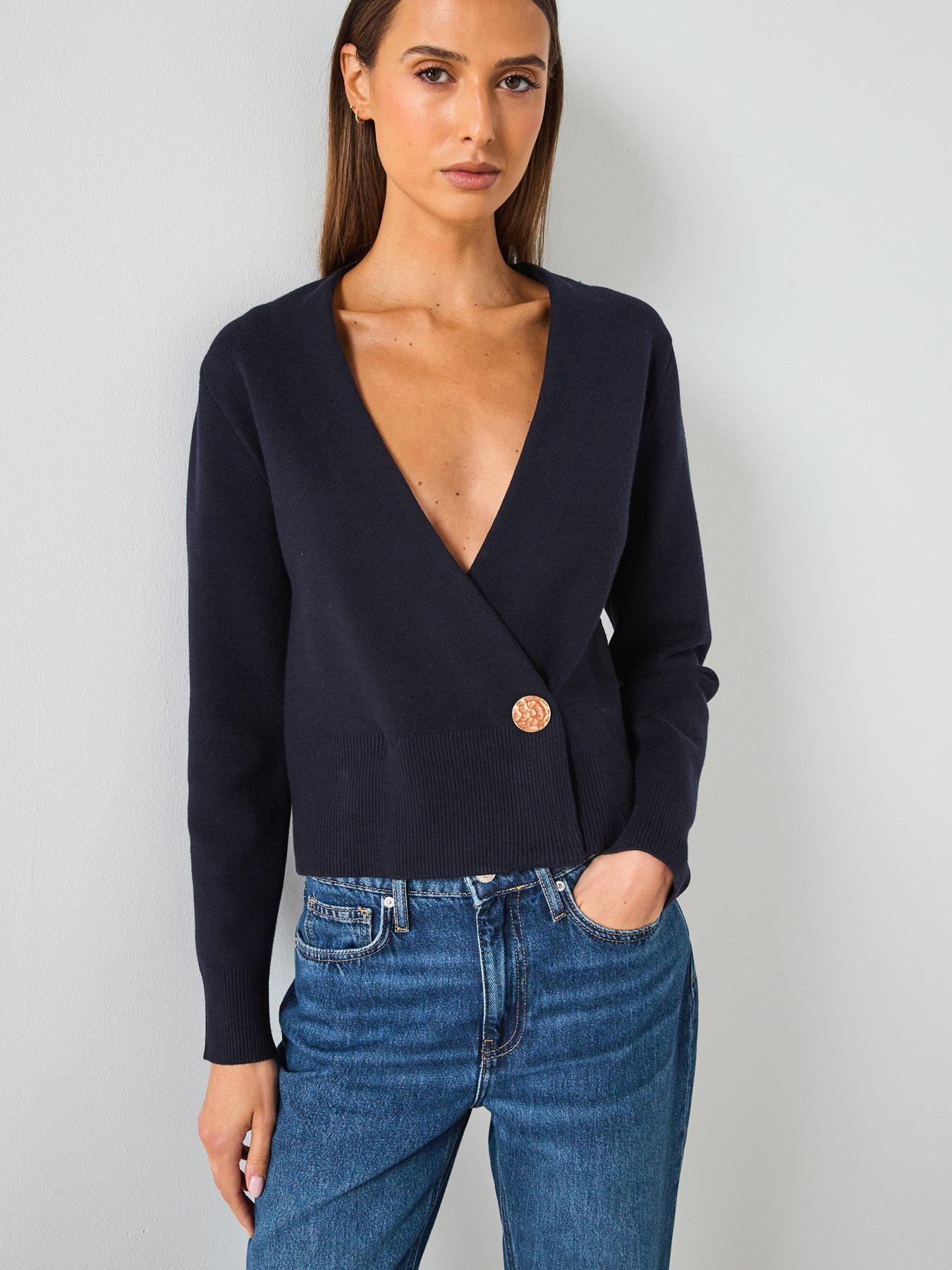 mango-cross-over-cardigan-with-jewel-button-navyoutfit