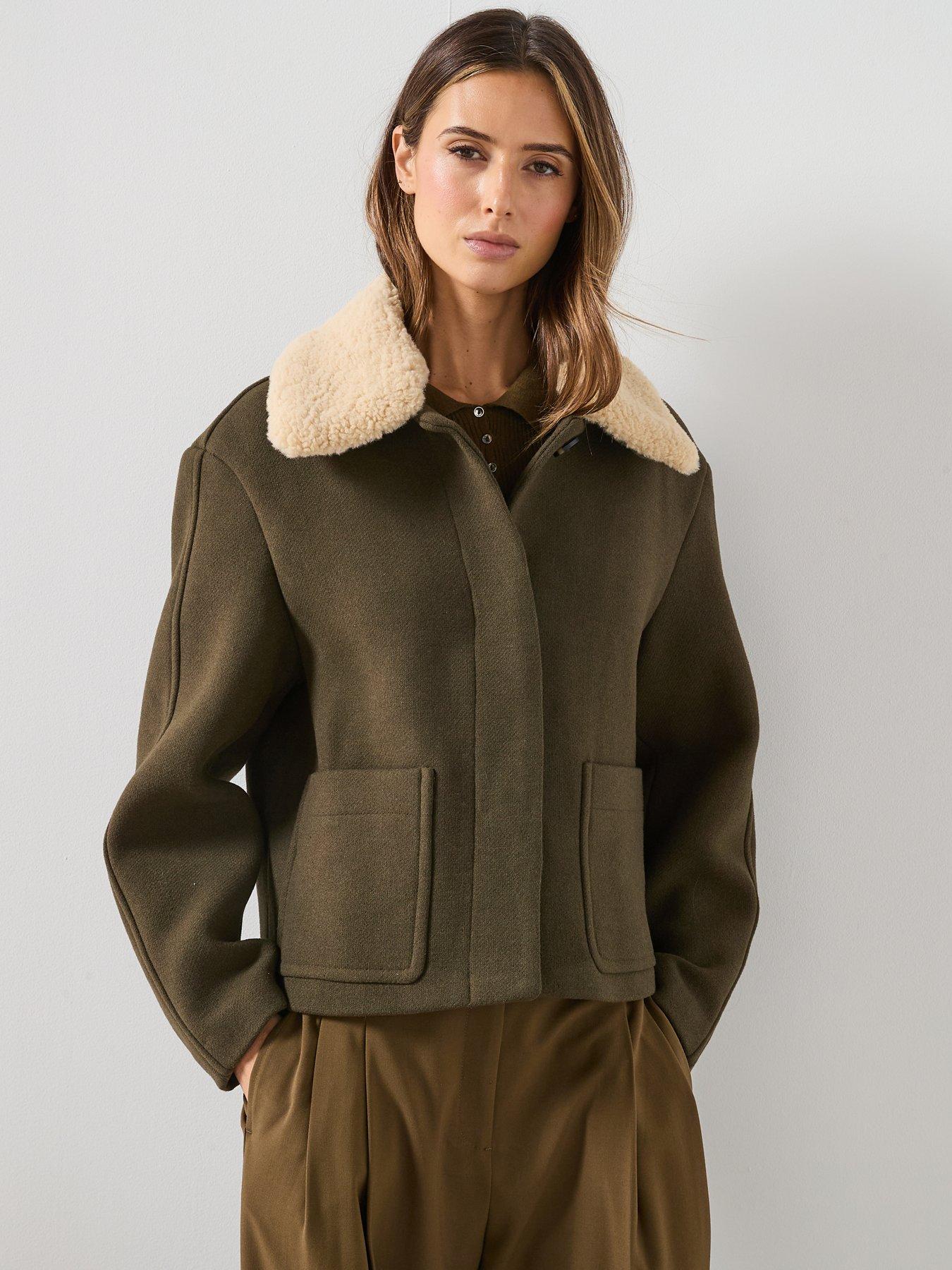 mango-wool-blend-jacket-with-sheepskin-collar-khakioutfit
