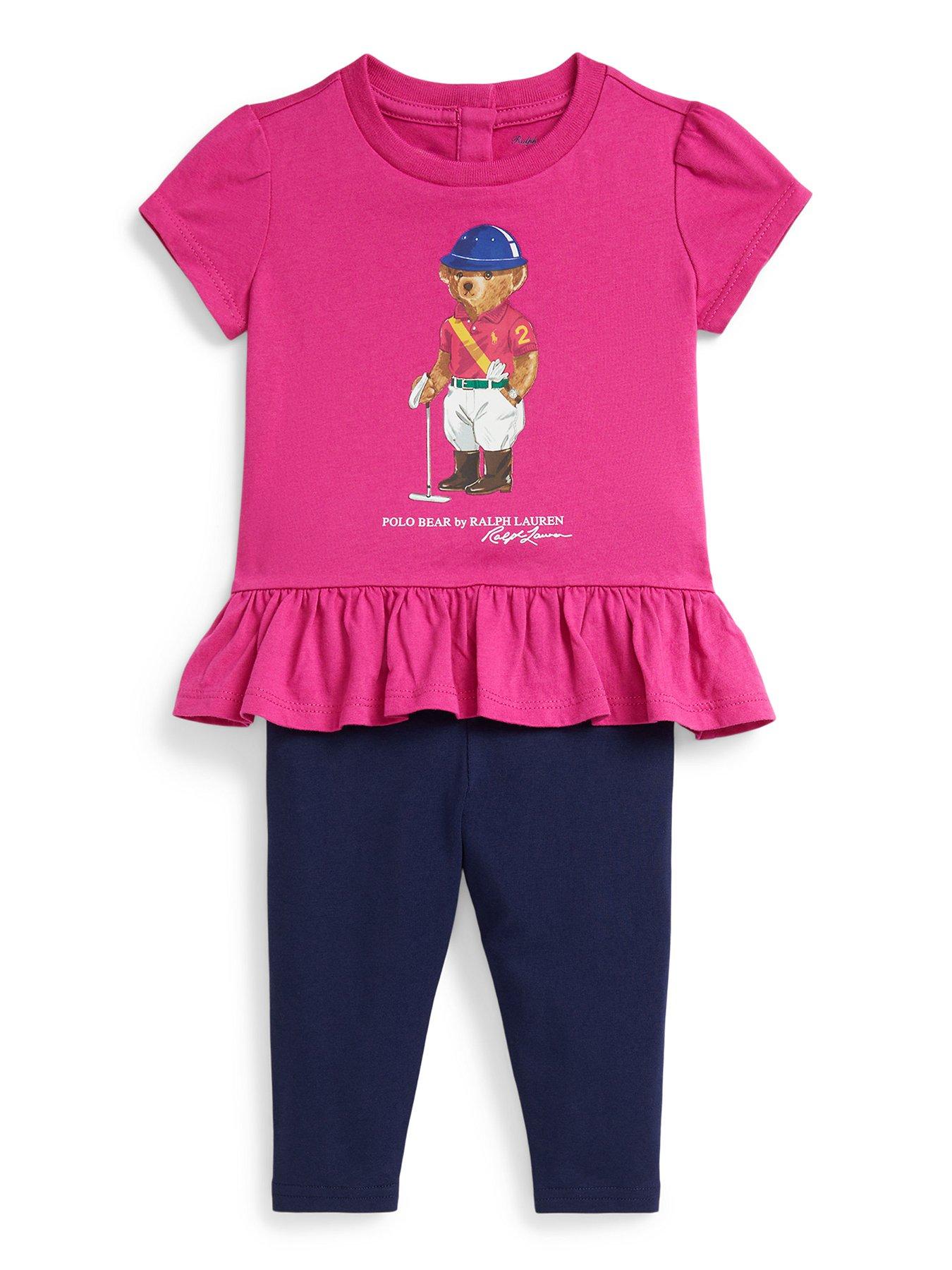 Polo Ralph Lauren Baby Girls Bear T-Shirt  &  Pant Set - Multi