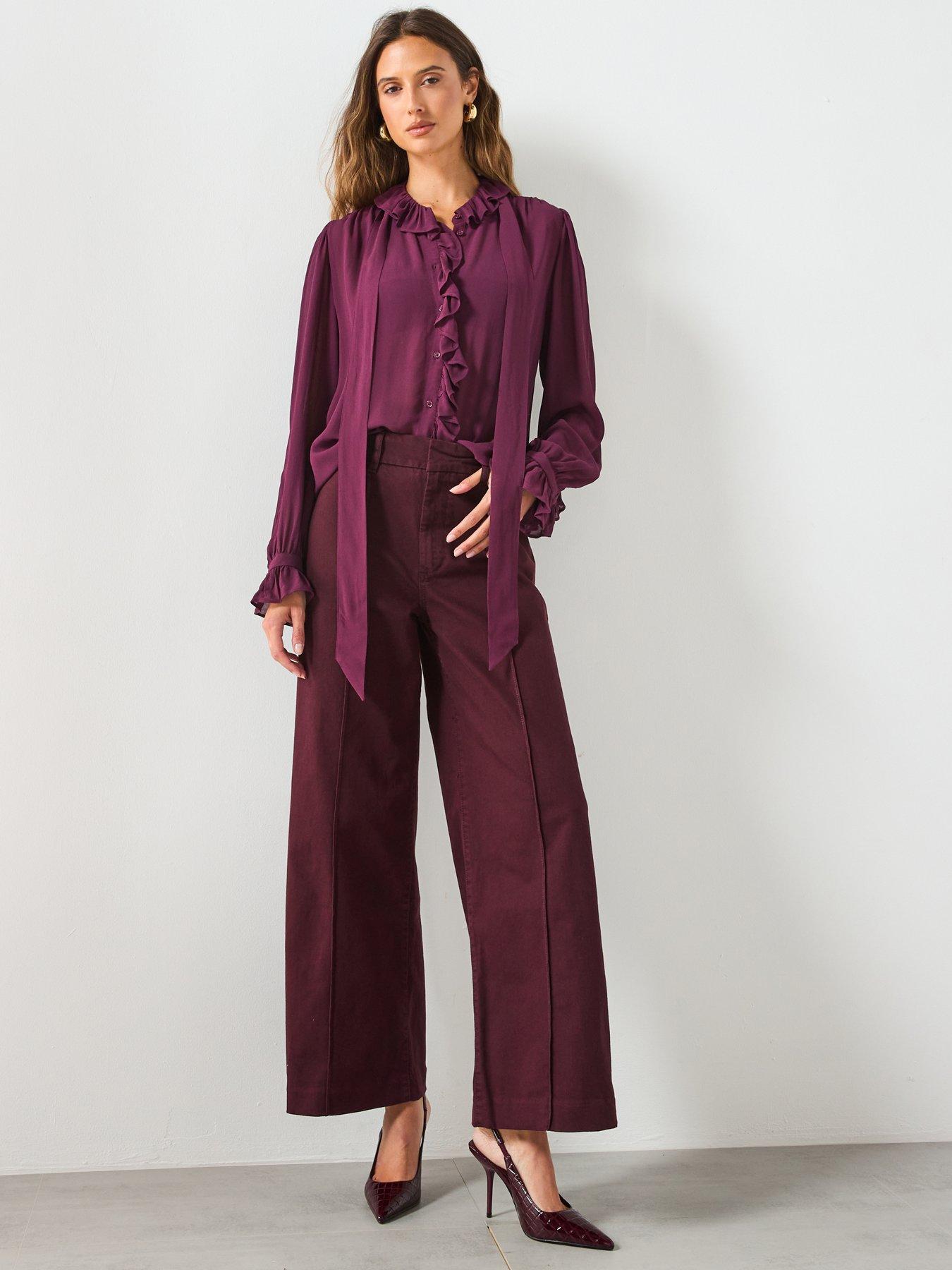 mango-ruffled-blouse-with-scarf-redback