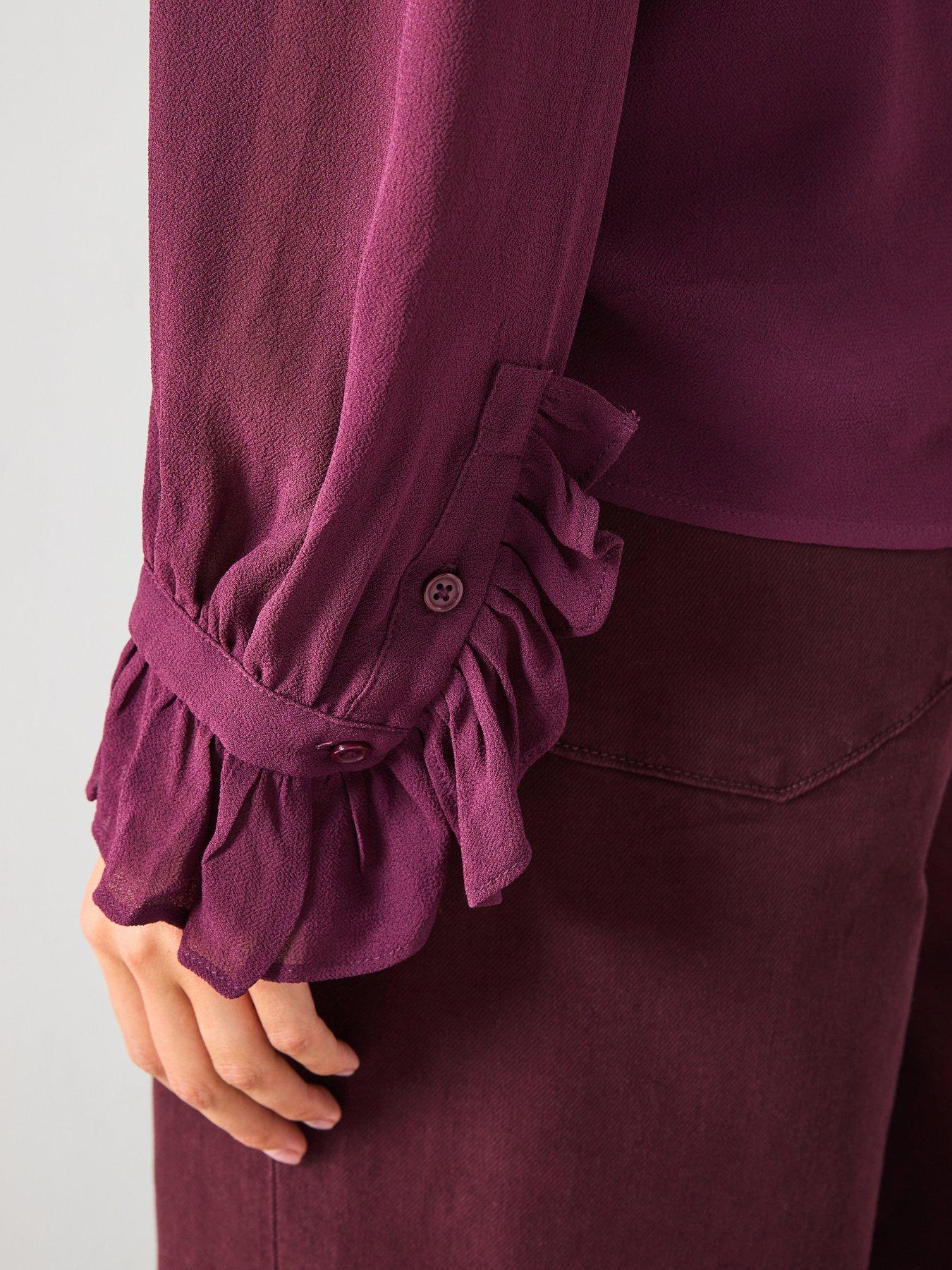 mango-ruffled-blouse-with-scarf-reddetail