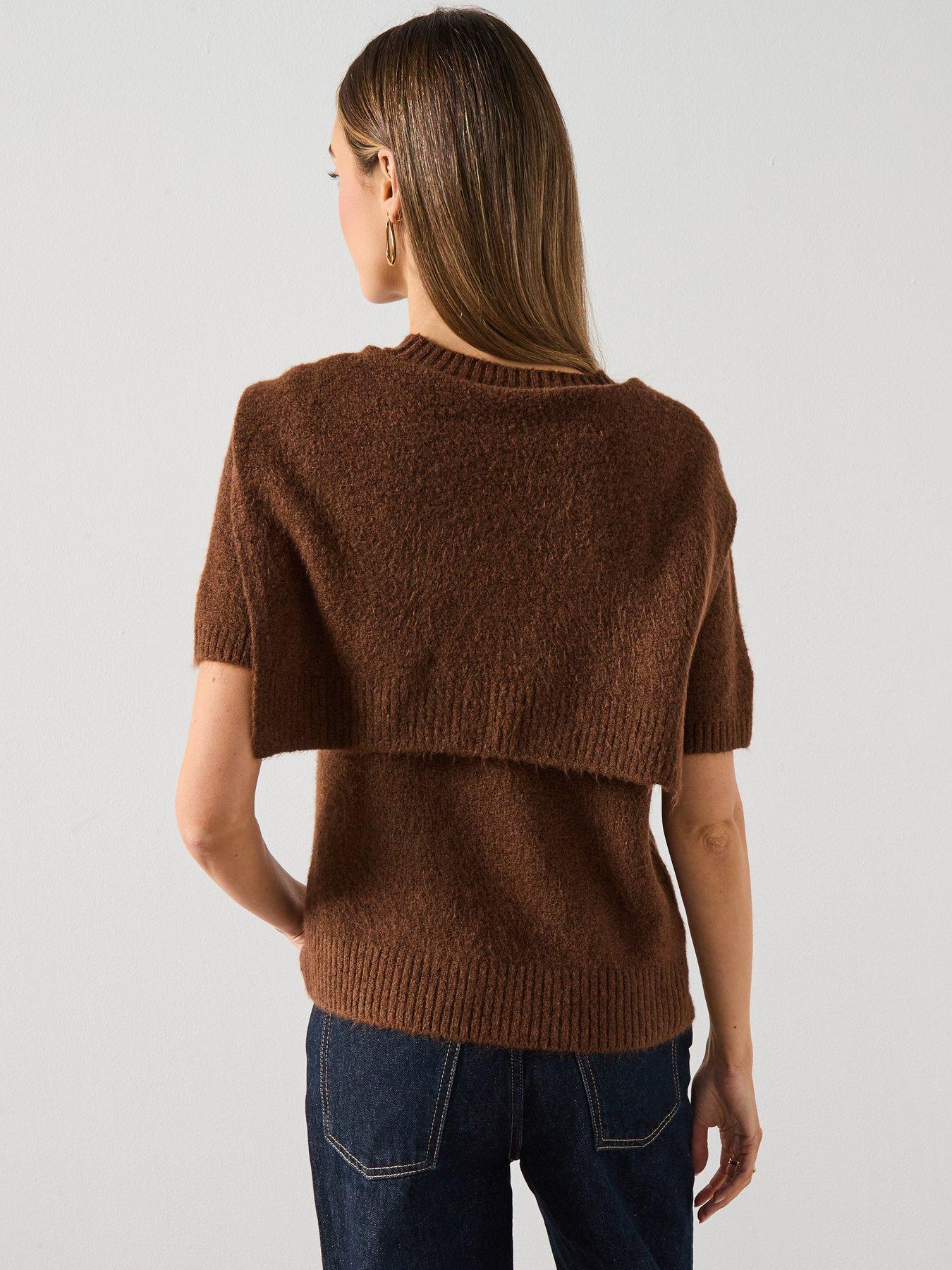 mango-combined-short-sleeve-jumper--brownstillFront