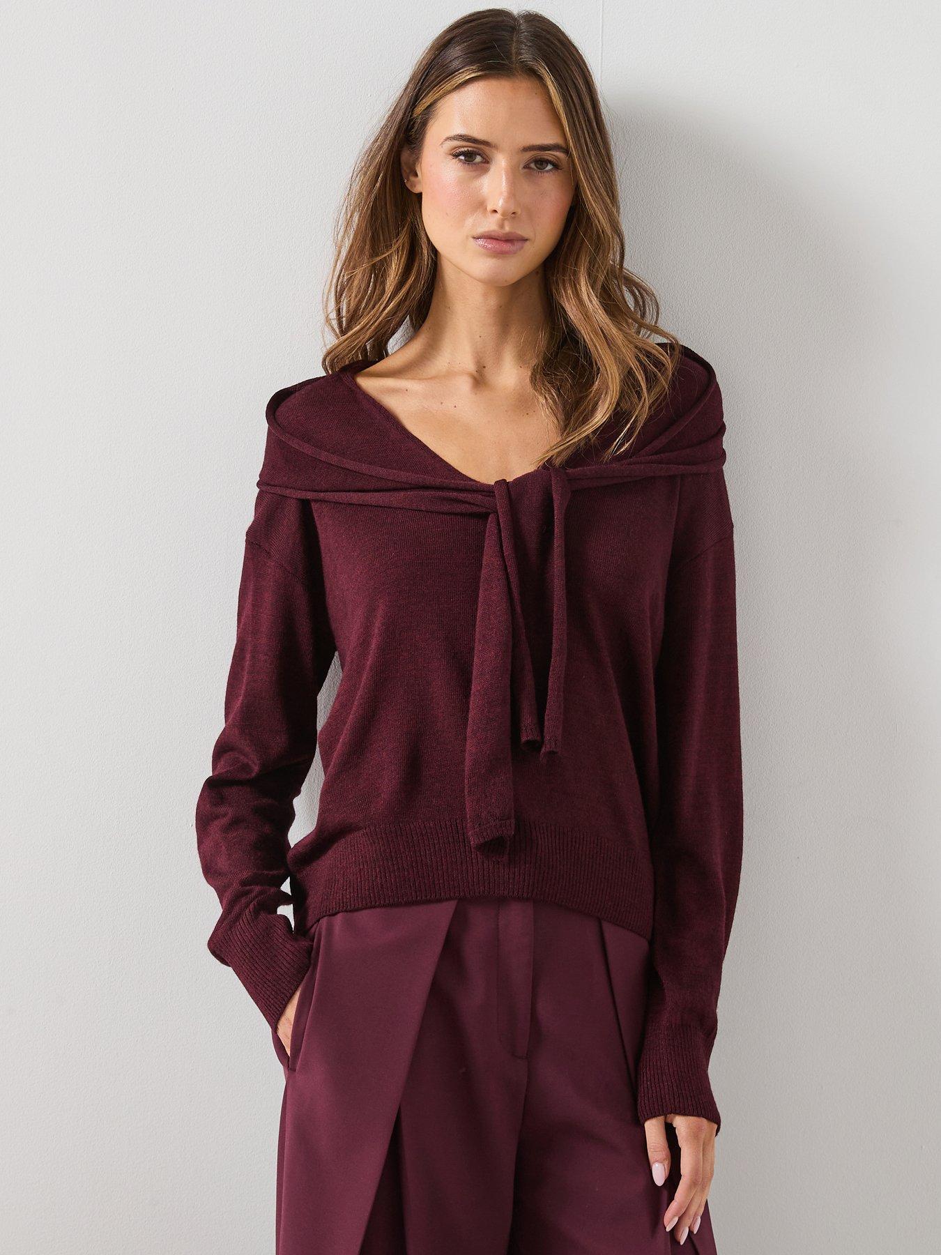 mango-v-neck-jumper-with-scarf-red