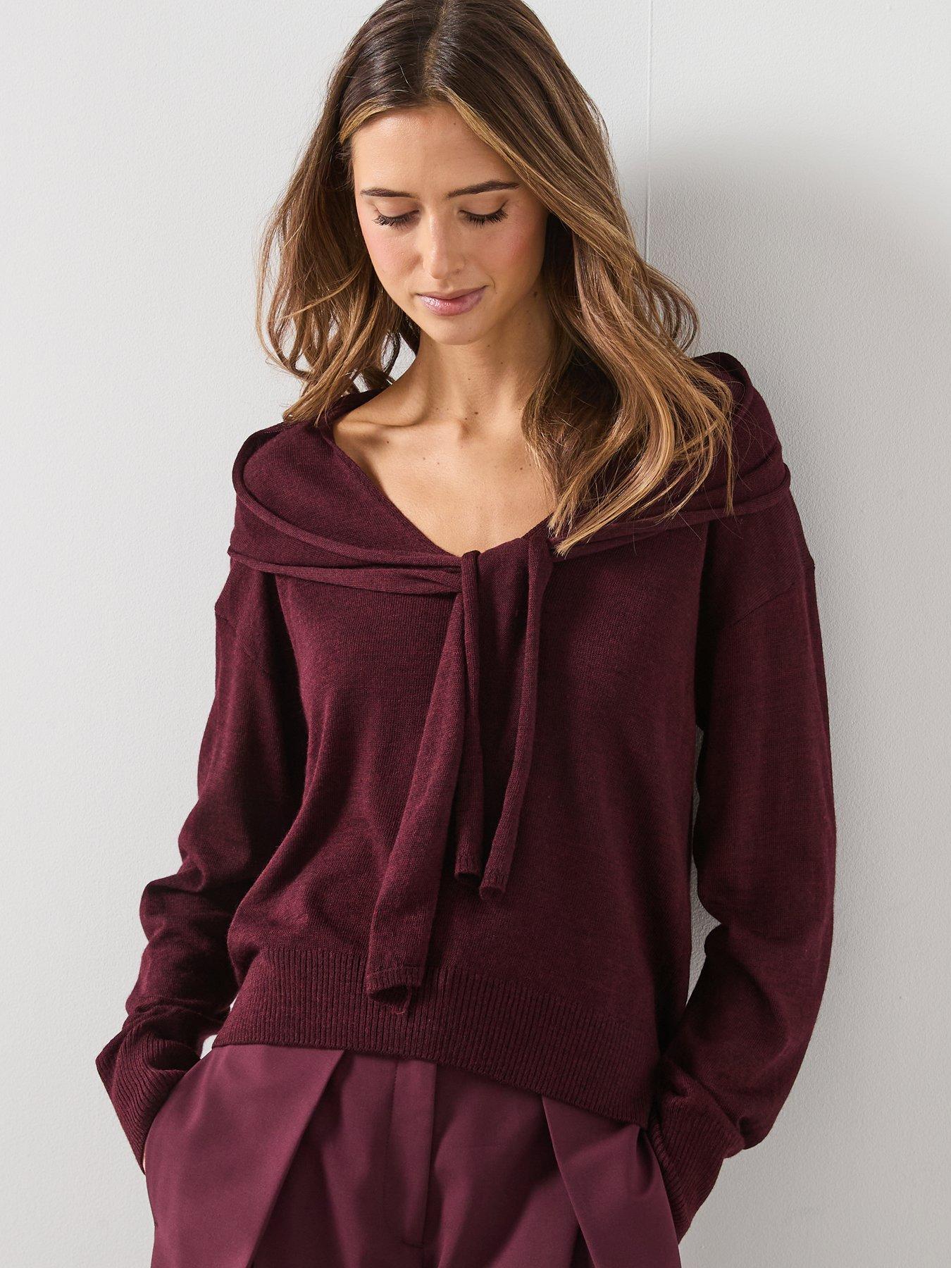 mango-v-neck-jumper-with-scarf-redoutfit