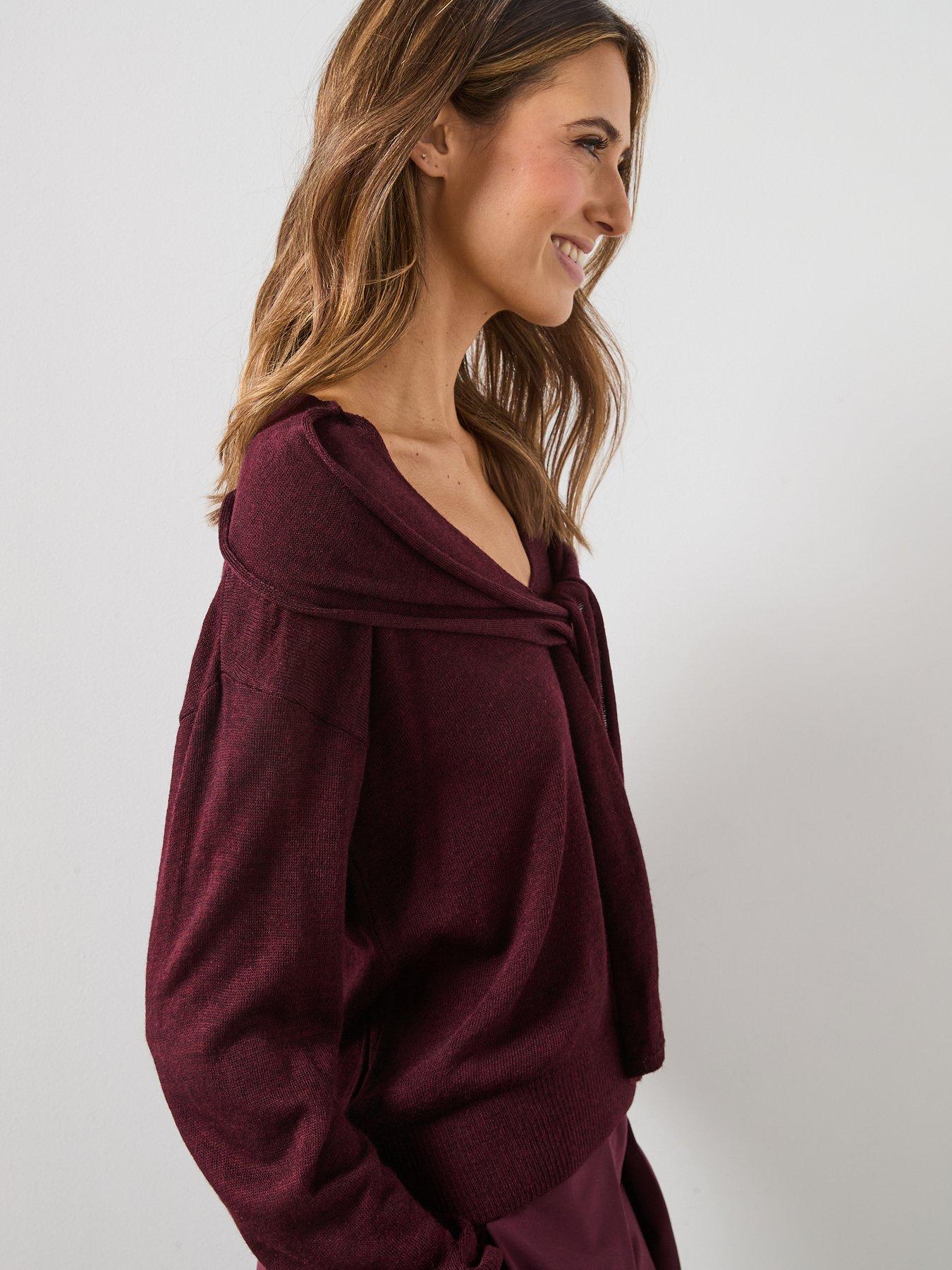 mango-v-neck-jumper-with-scarf-reddetail