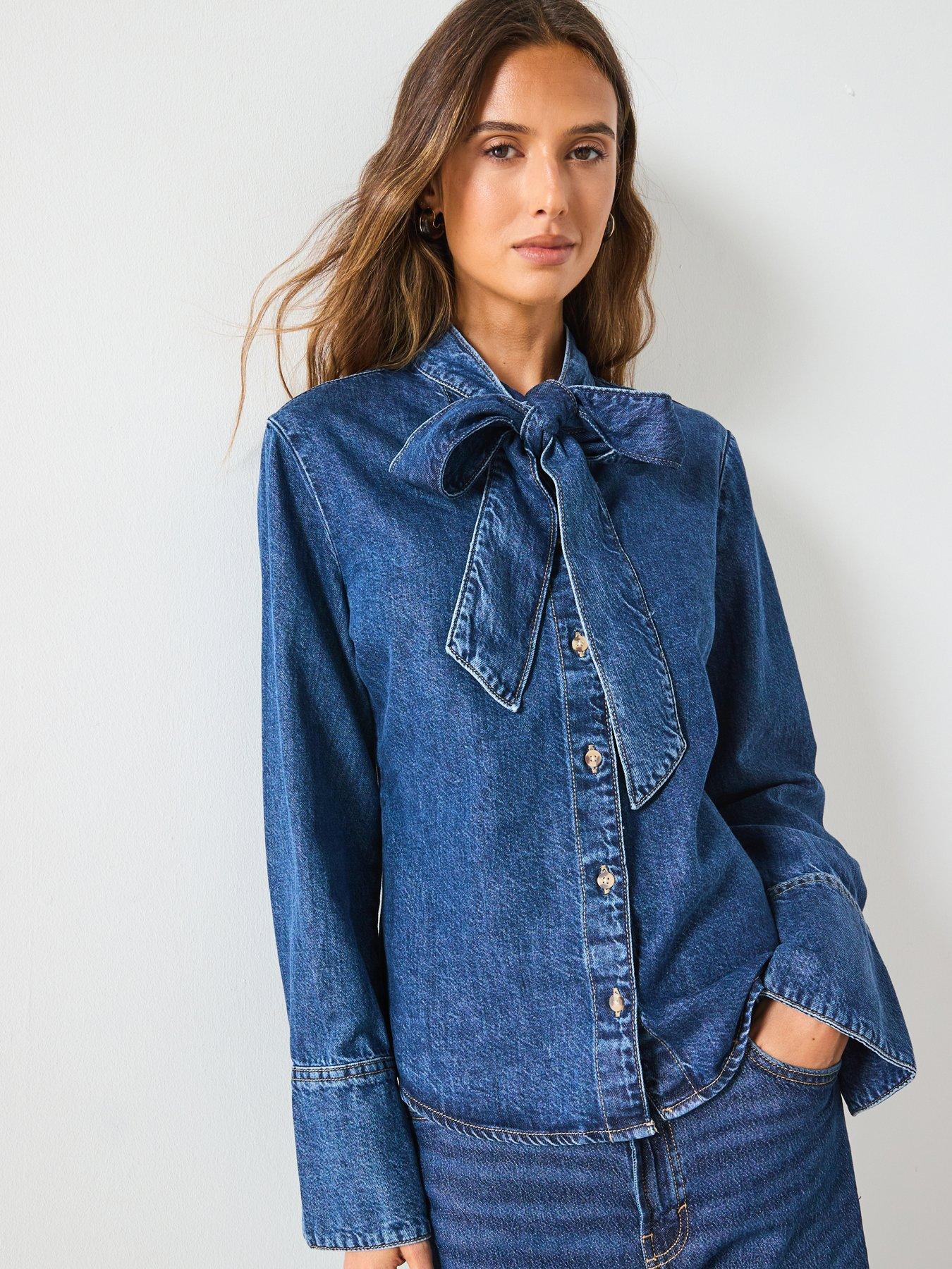 mango-denim-shirt-with-bow-blue