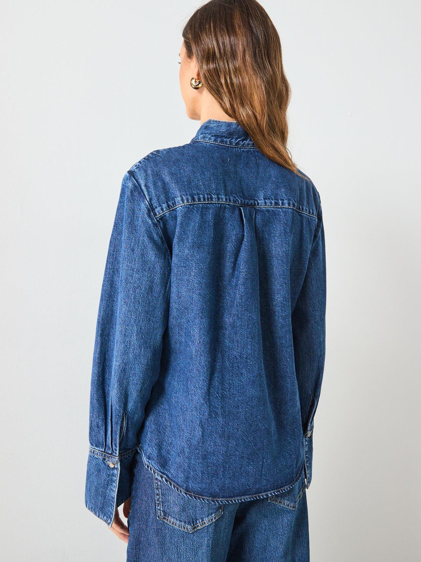 mango-denim-shirt-with-bow-bluestillFront