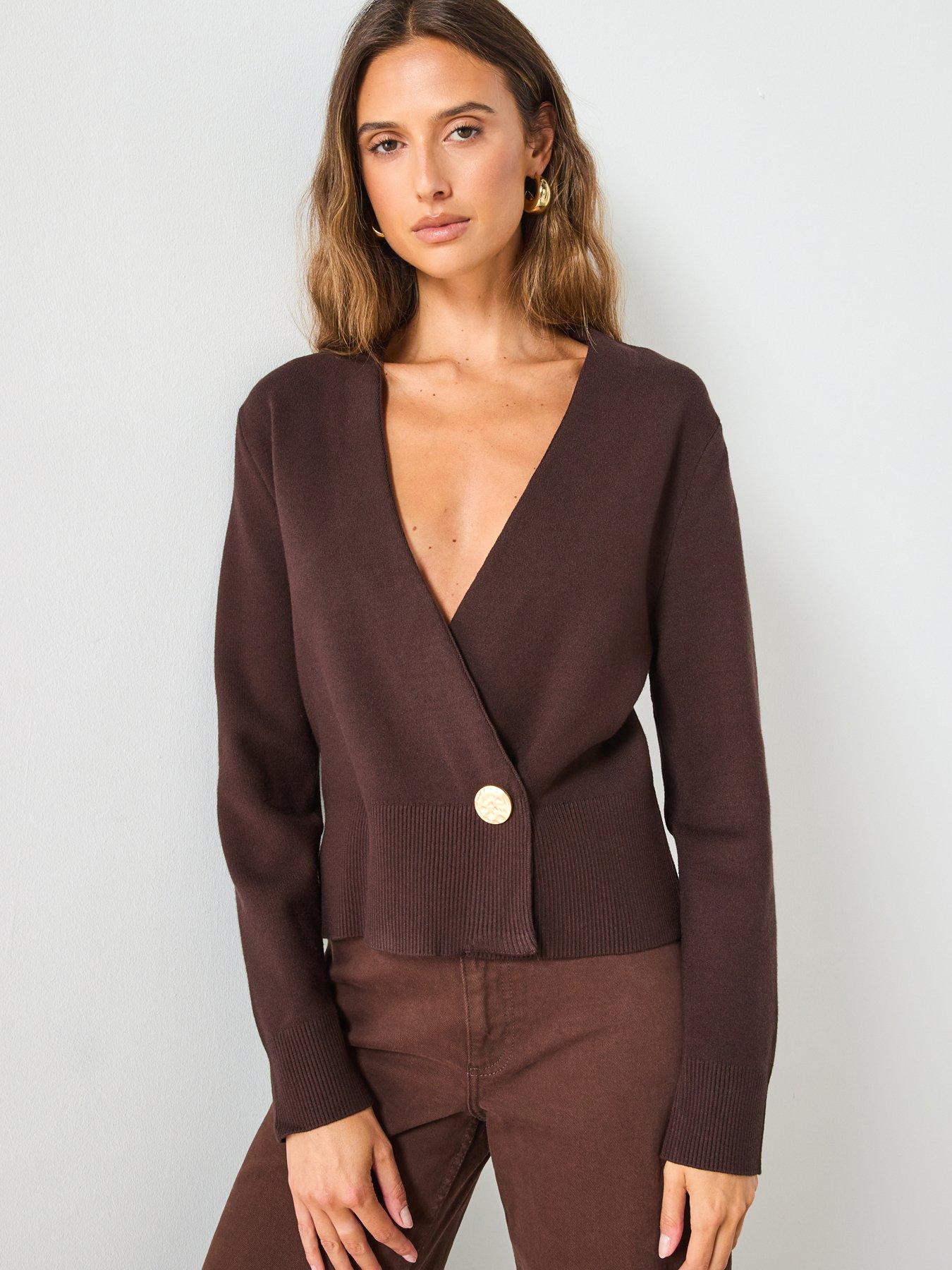 mango-cross-over-cardigan-with-jewel-button-brown