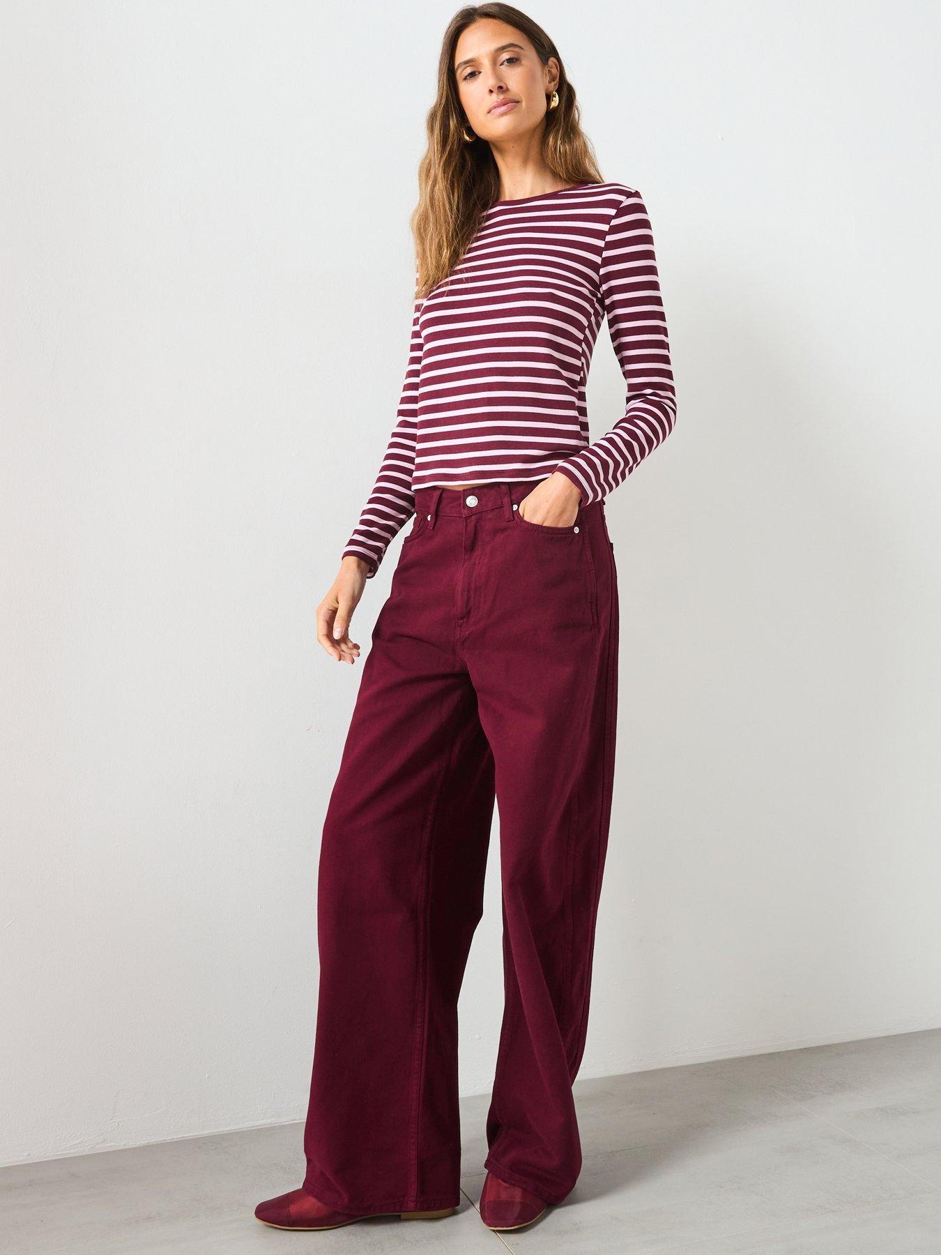 Image 3 of 6 of Mango Long Sleeved Striped T-Shirt - Pink