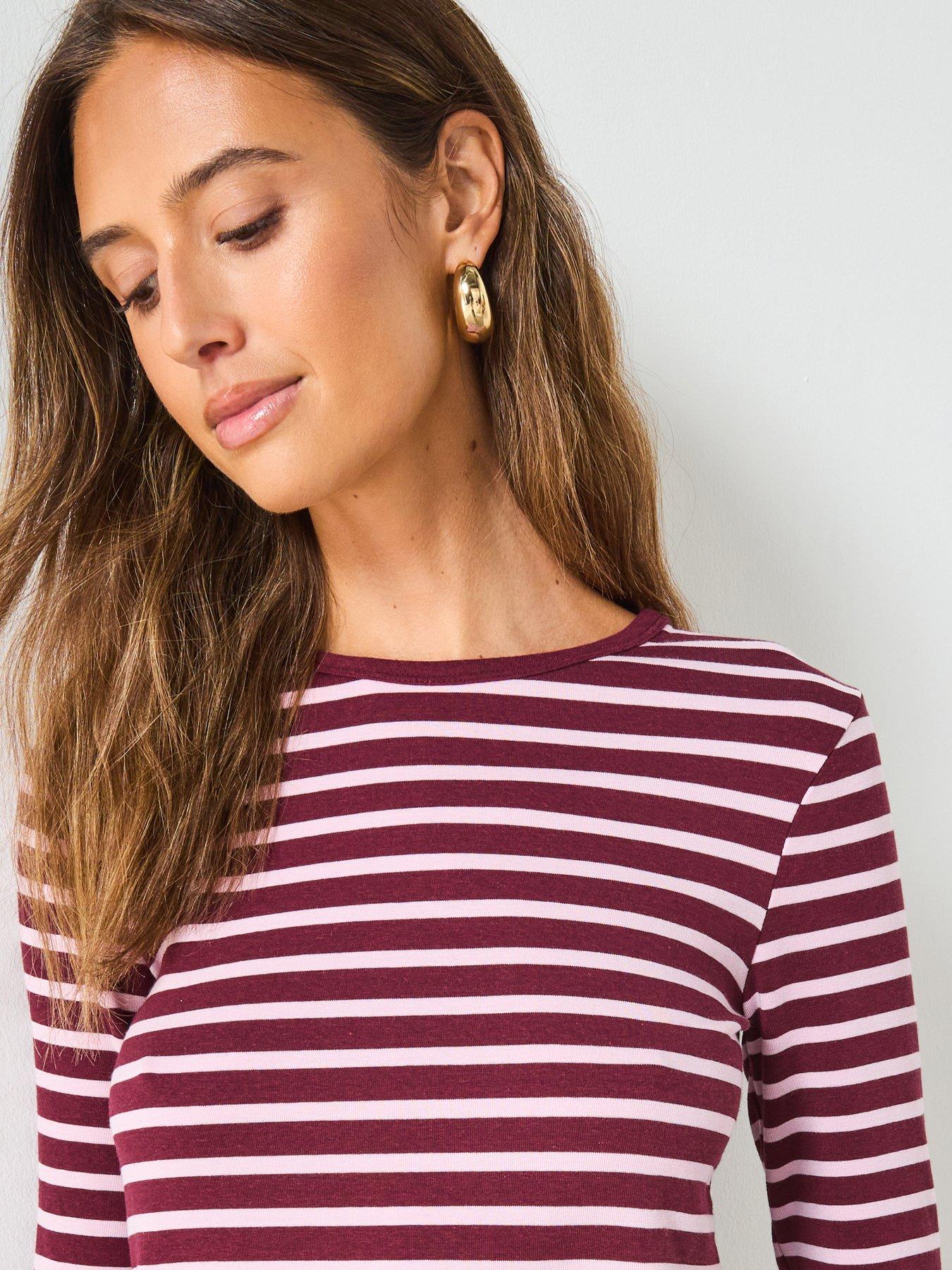 Image 4 of 6 of Mango Long Sleeved Striped T-Shirt - Pink