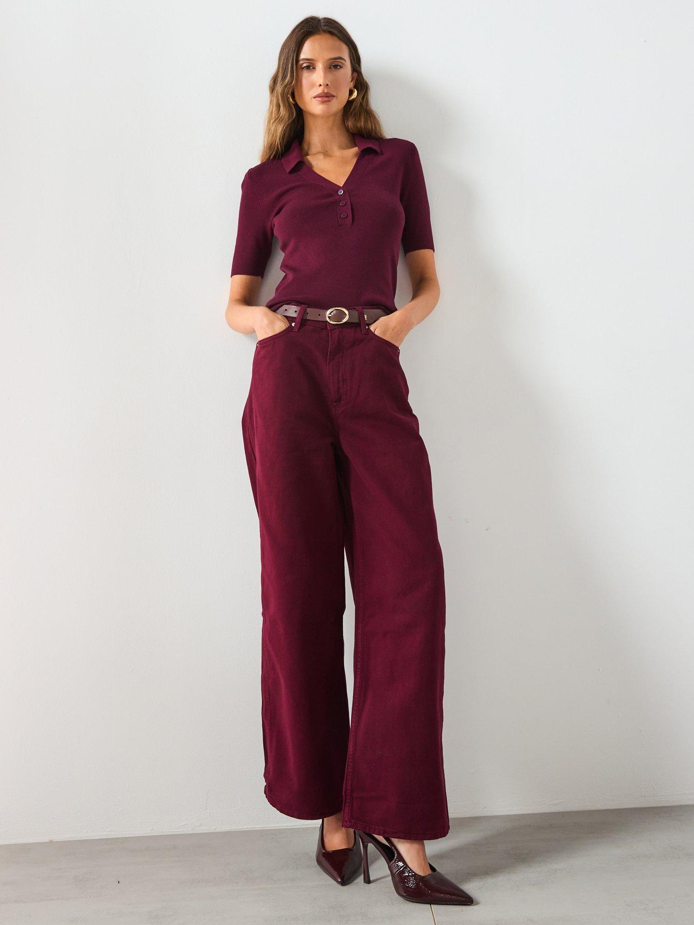 mango-fine-knit-sweater-with-shirt-collar-redback