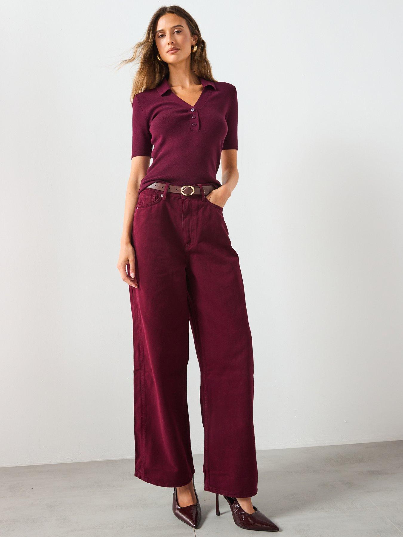 mango-fine-knit-sweater-with-shirt-collar-reddetail