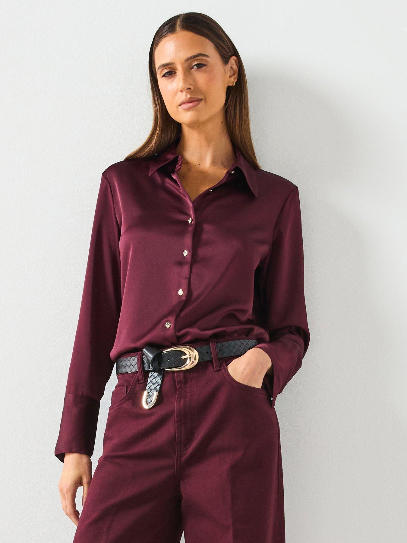 mango-satin-finish-flowy-shirt-red