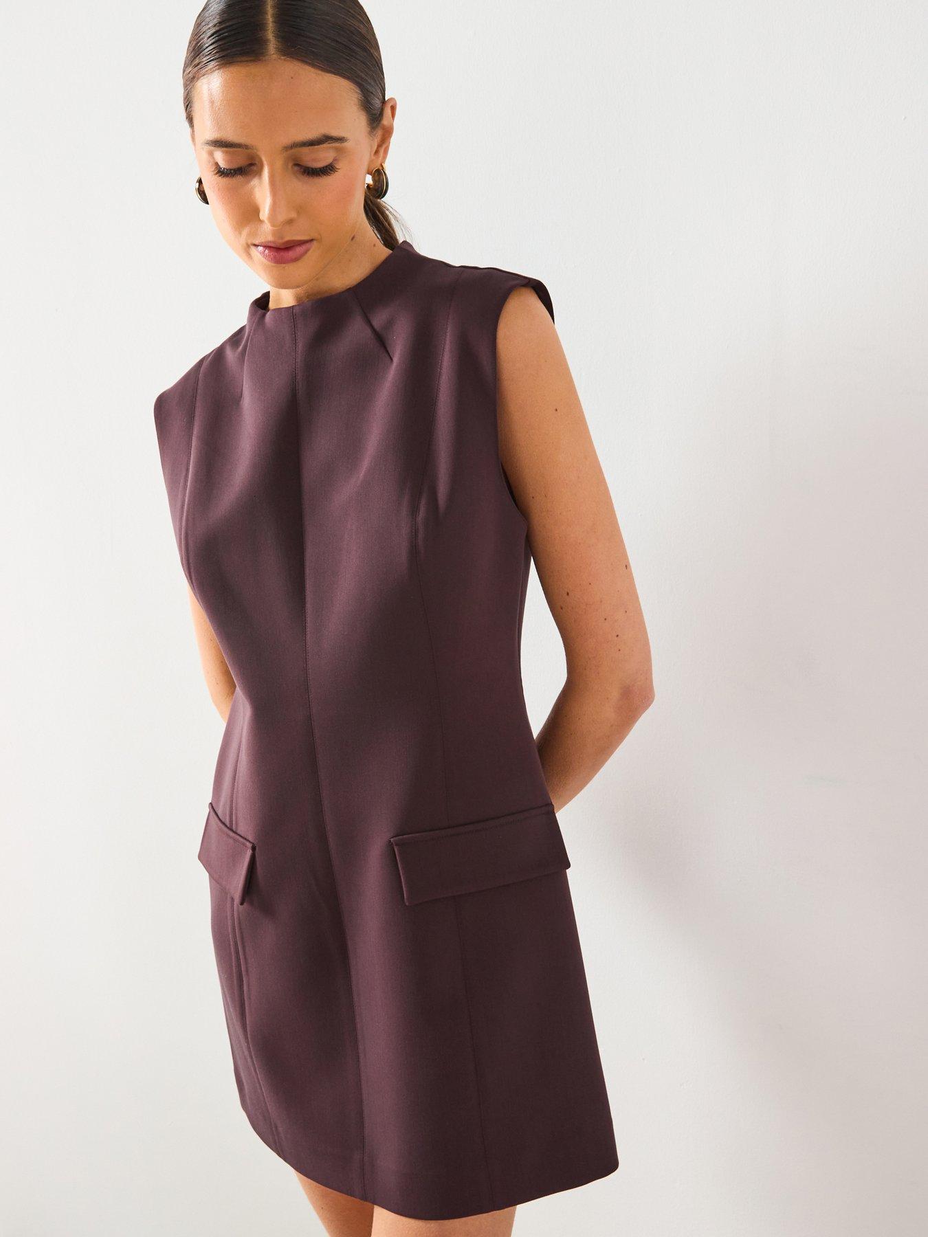 Mango Short Dress With Patch Pockets - Brown