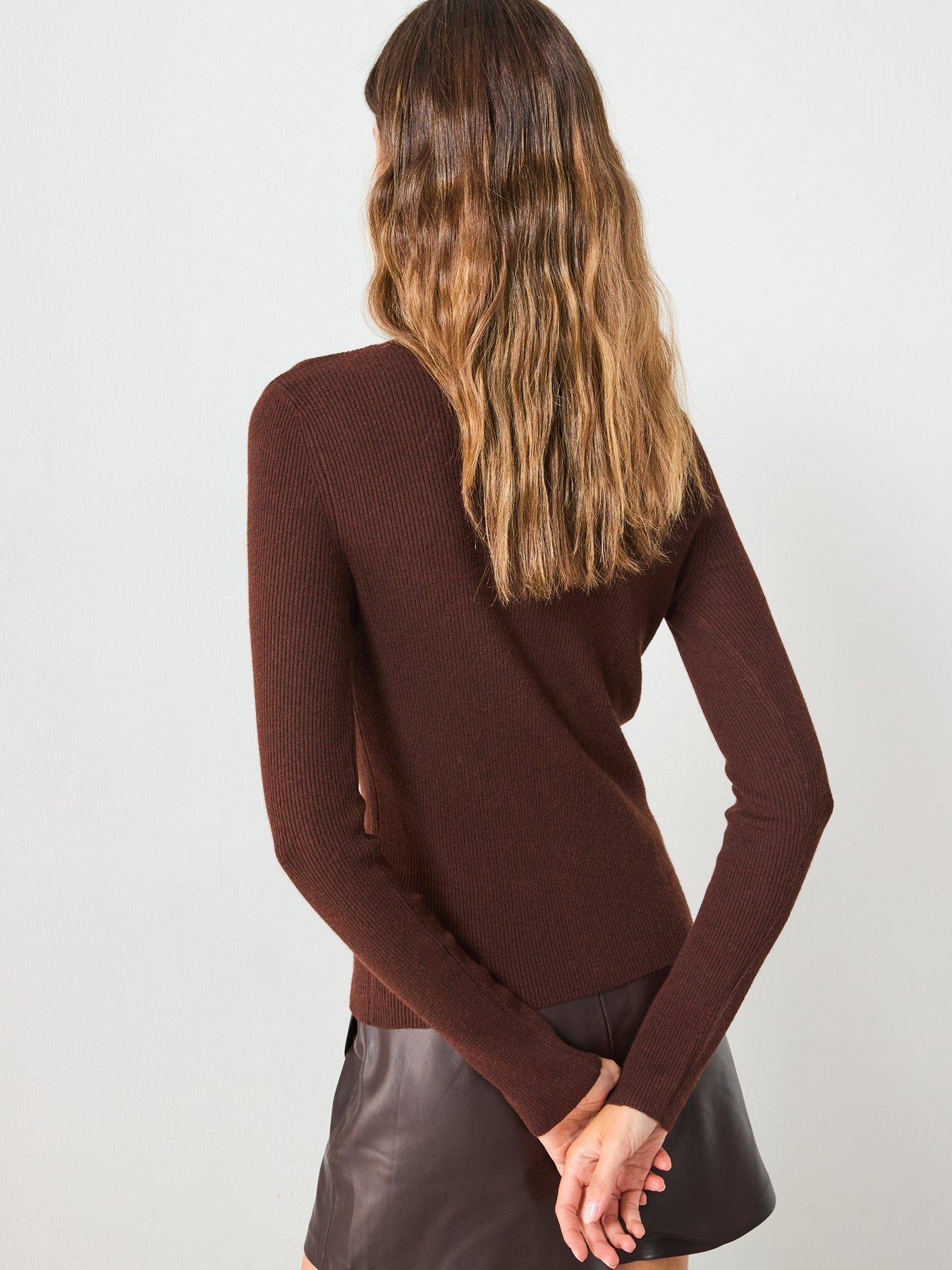 mango-fine-rib-knit-cardigan-brownstillFront