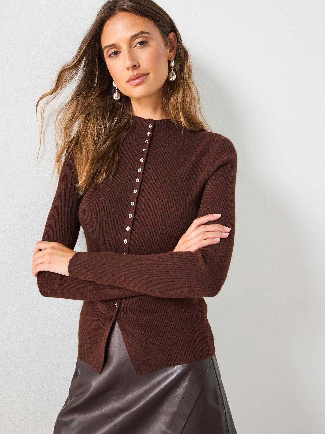 mango-fine-rib-knit-cardigan-browndetail