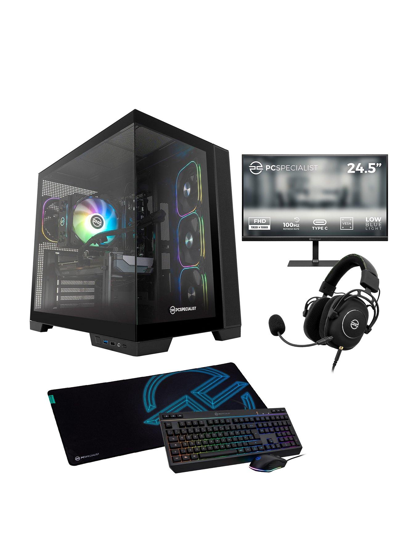 PCSpecialist Fusion 34 Gaming Desktop Bundle, AMD Radeon RX 9060 XT, AMD Ryzen 5, 16GB RAM, 1TB SSD