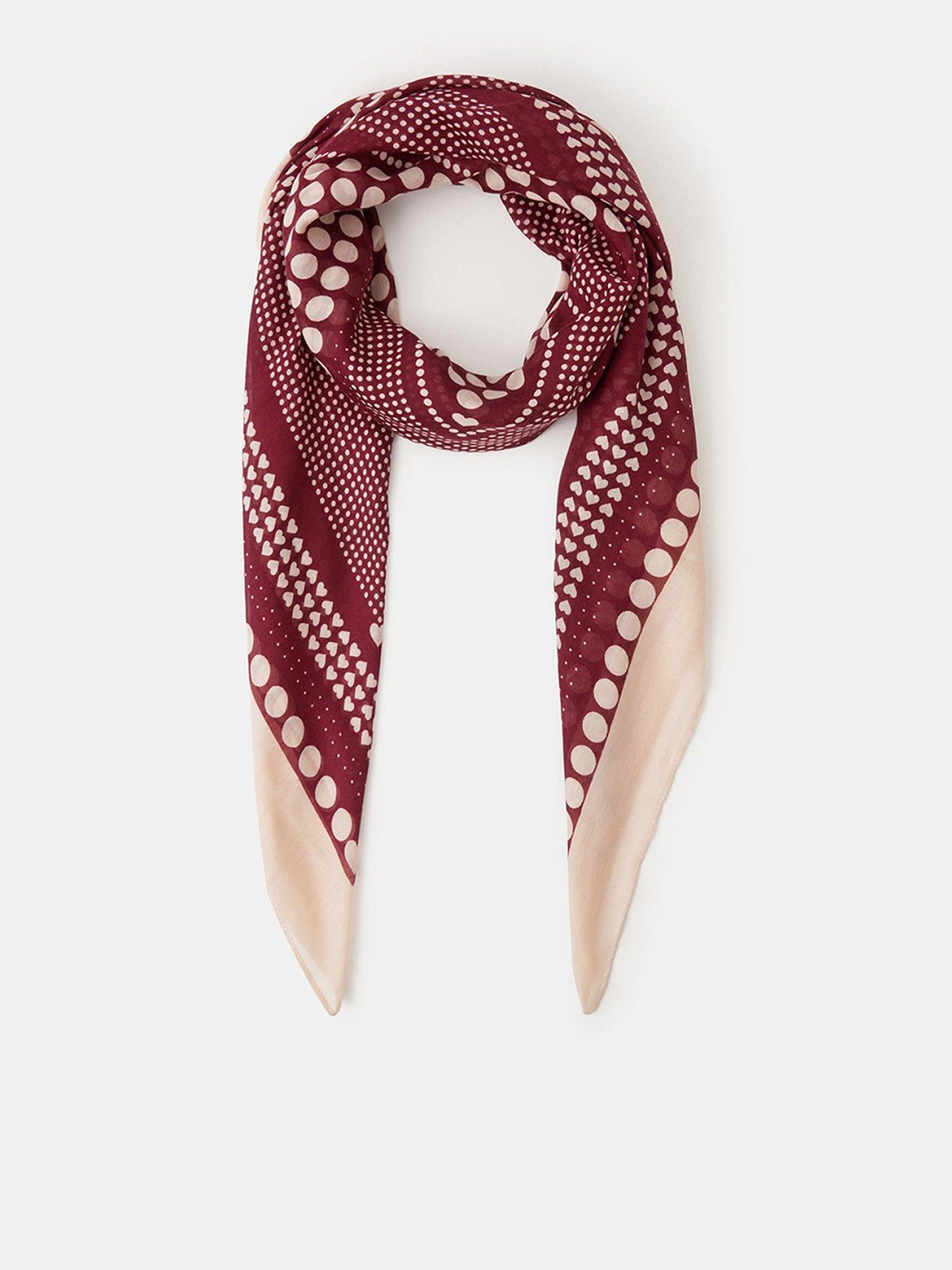 Accessorize Large Polka Dot Heart Scarf - Red