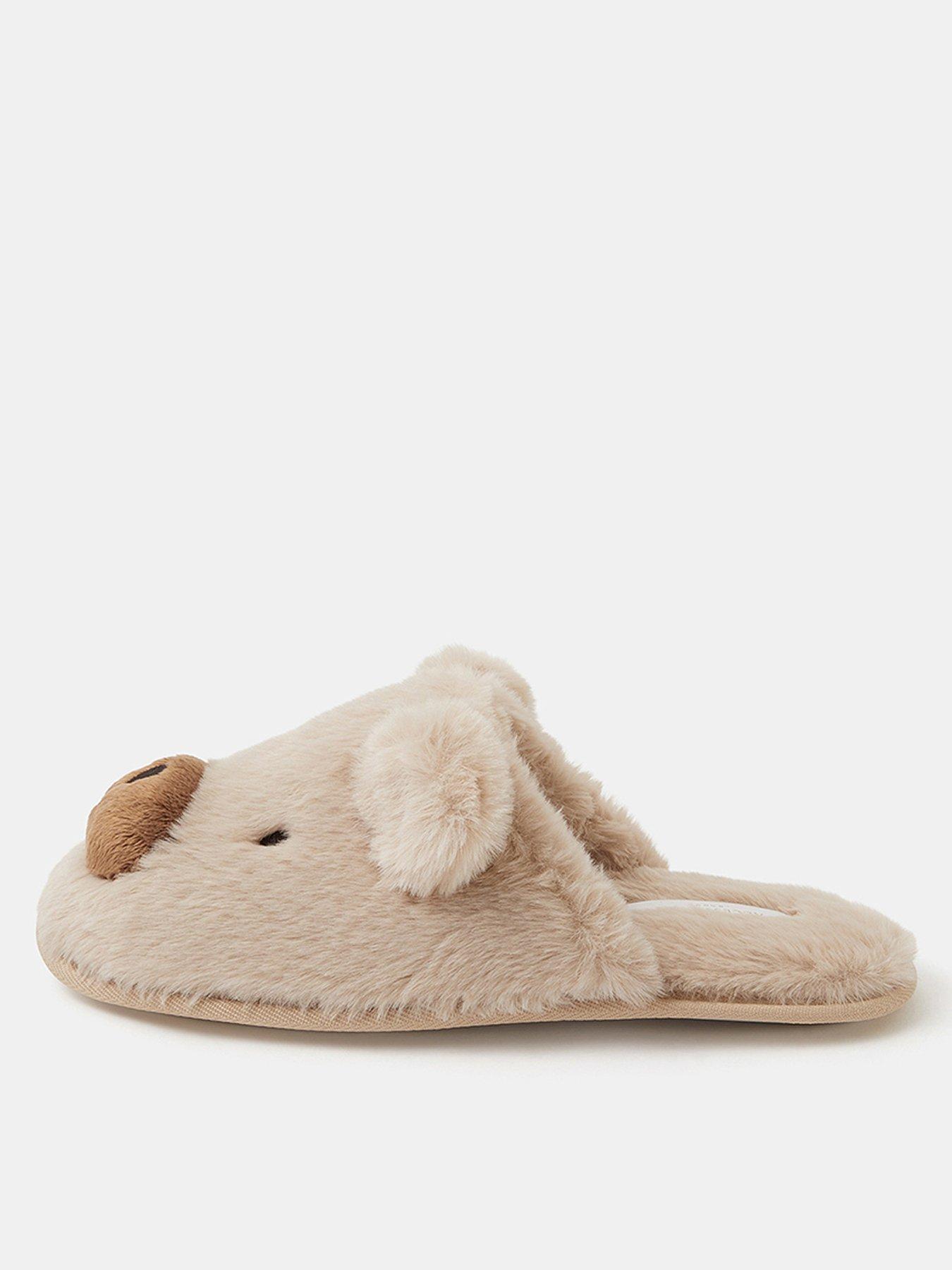 Accessorize Teddy Mule Slippers - Cream