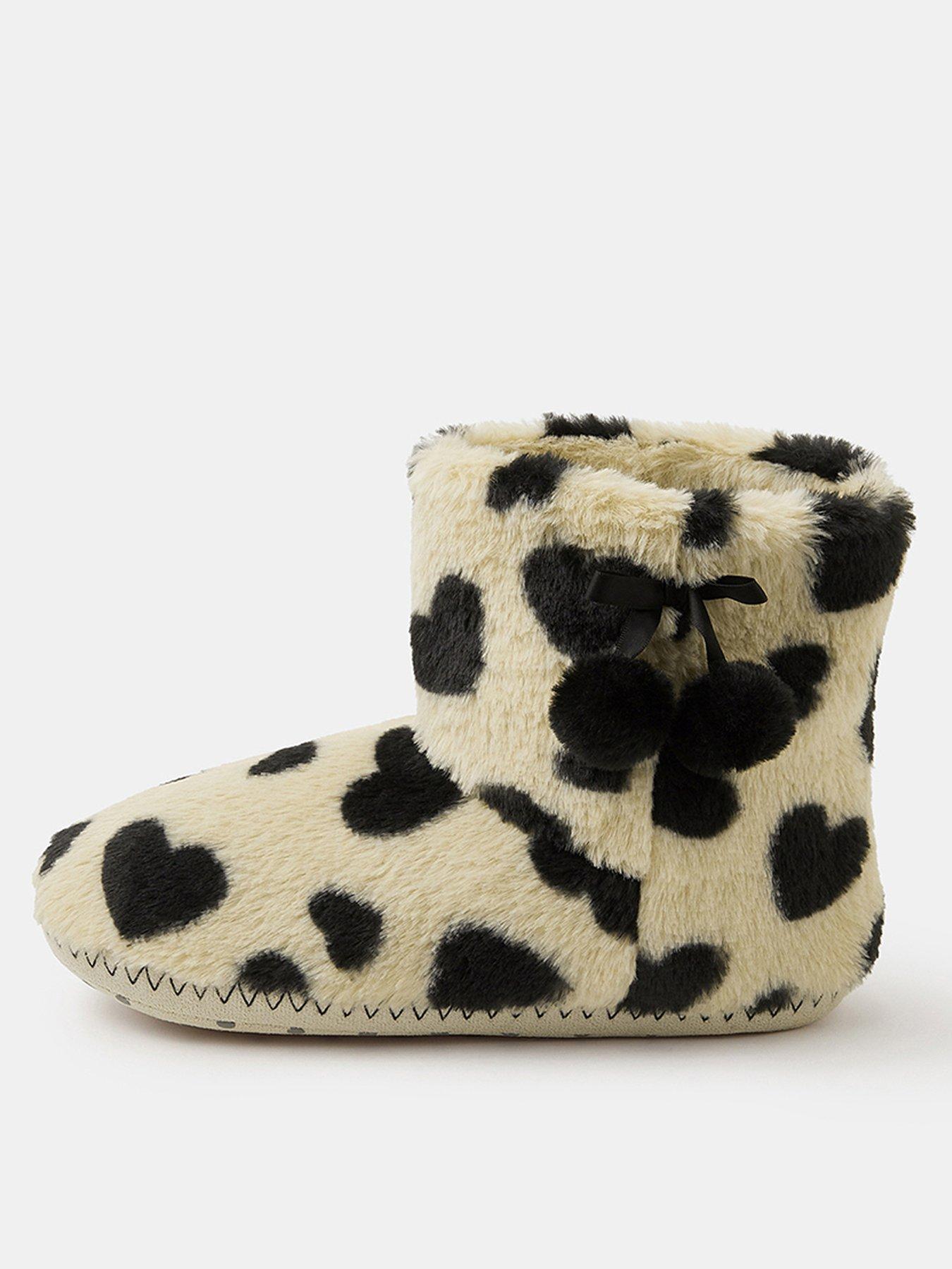 Accessorize Fluffy Heart Print Slipper Boots - Multi