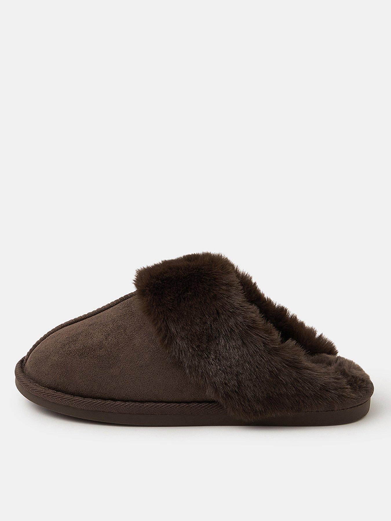 Accessorize Suedette Mule Slippers - Brown