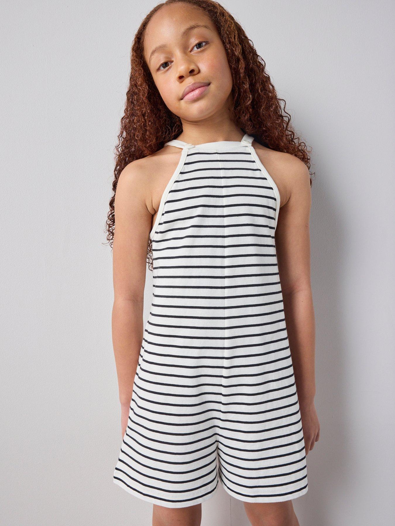 Image 1 of 7 of The Very Collection Girls Stripe Playsuit - Print