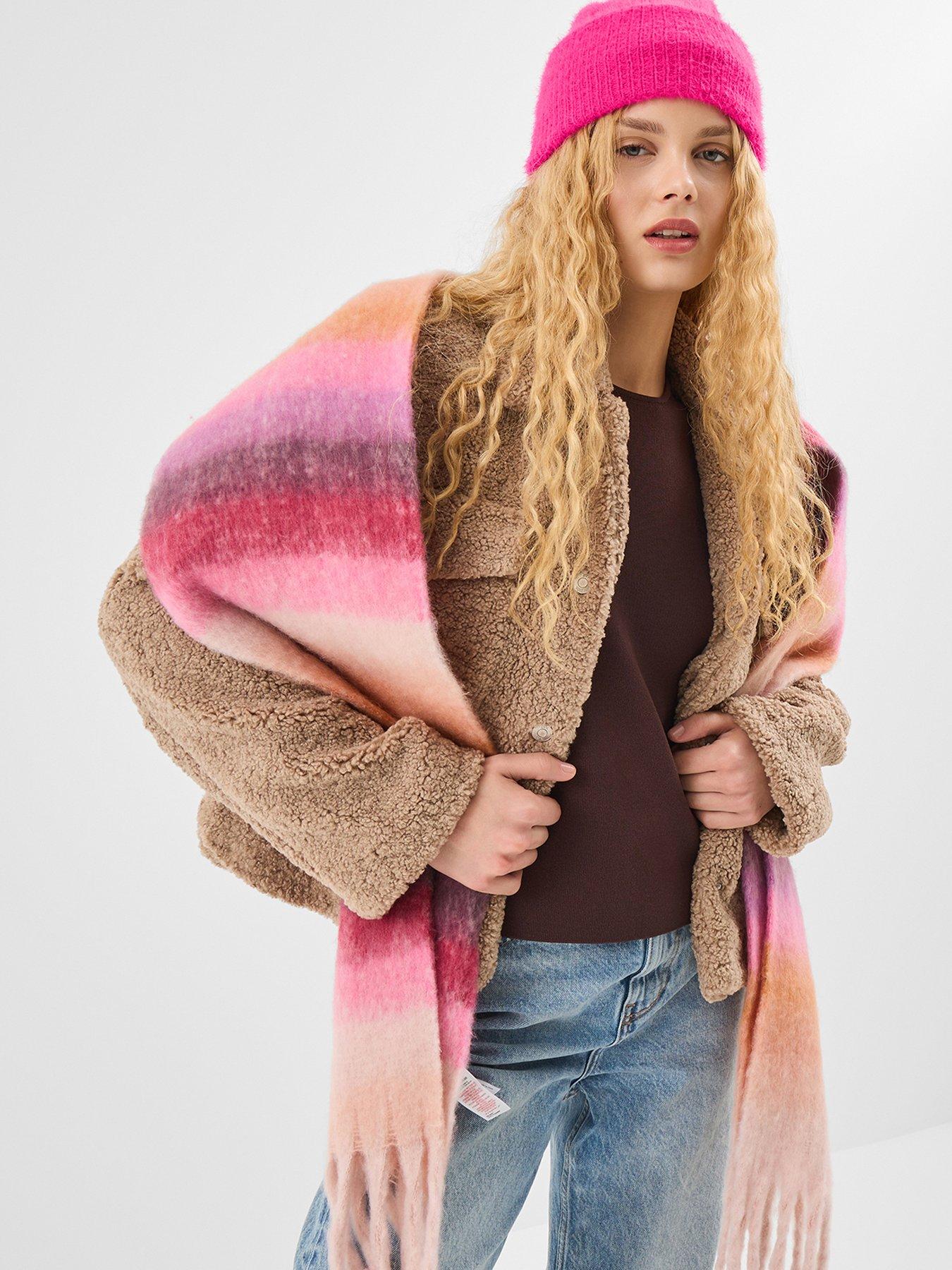Image 2 of 3 of Accessorize Super Fluffy Stripe Scarf - Multi
