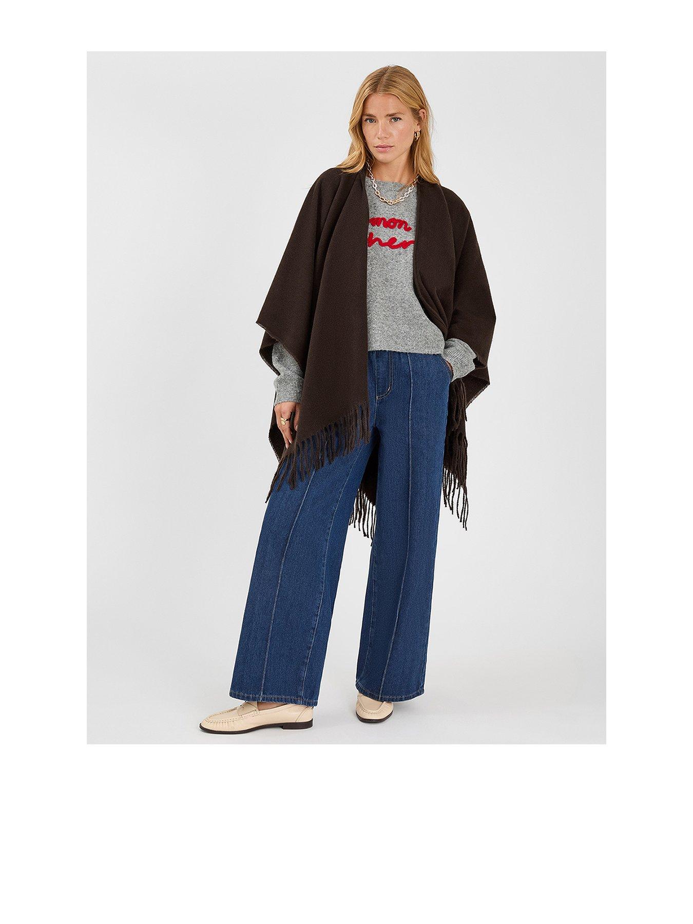 accessorize-fringe-trim-poncho-brownfront