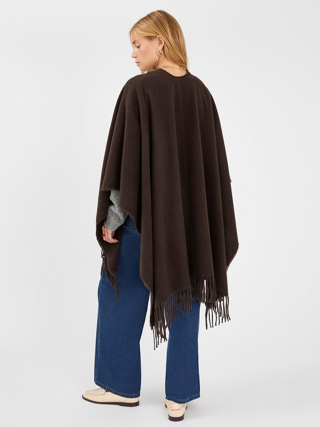 accessorize-fringe-trim-poncho-brownstillFront