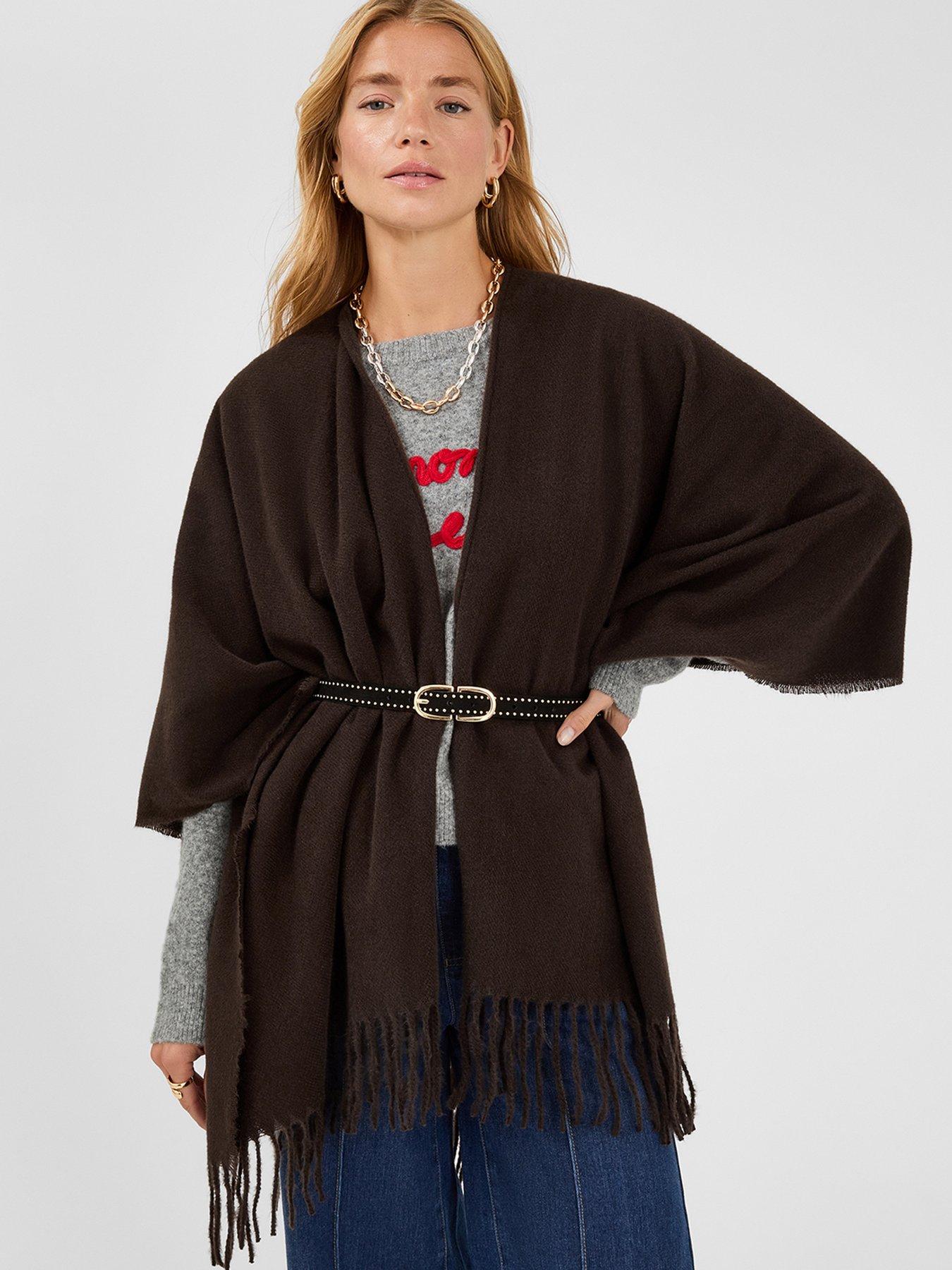 accessorize-fringe-trim-poncho-brownoutfit