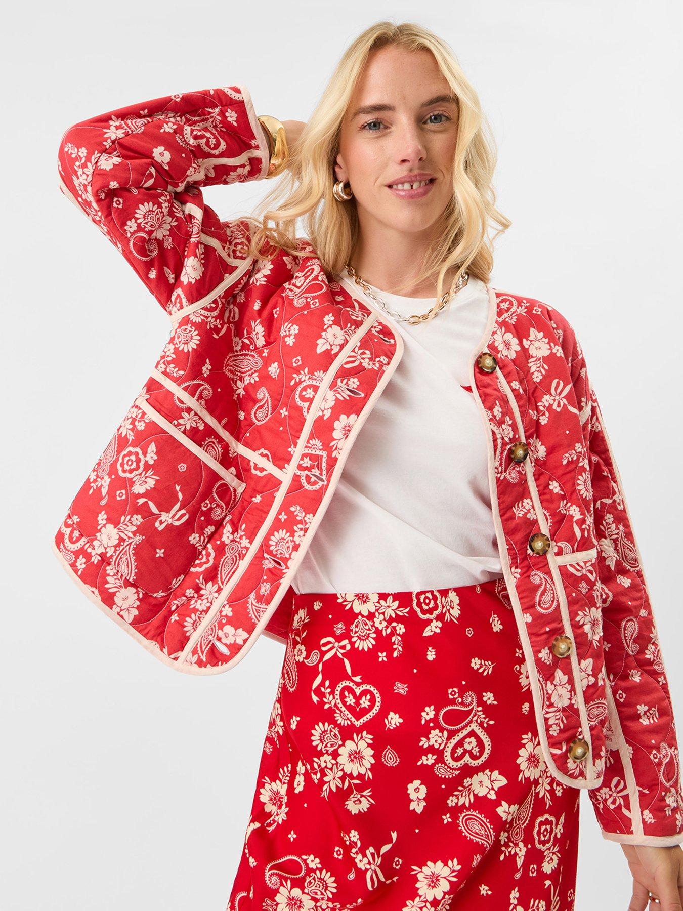 Accessorize Paisley Quilted Jacket - Red