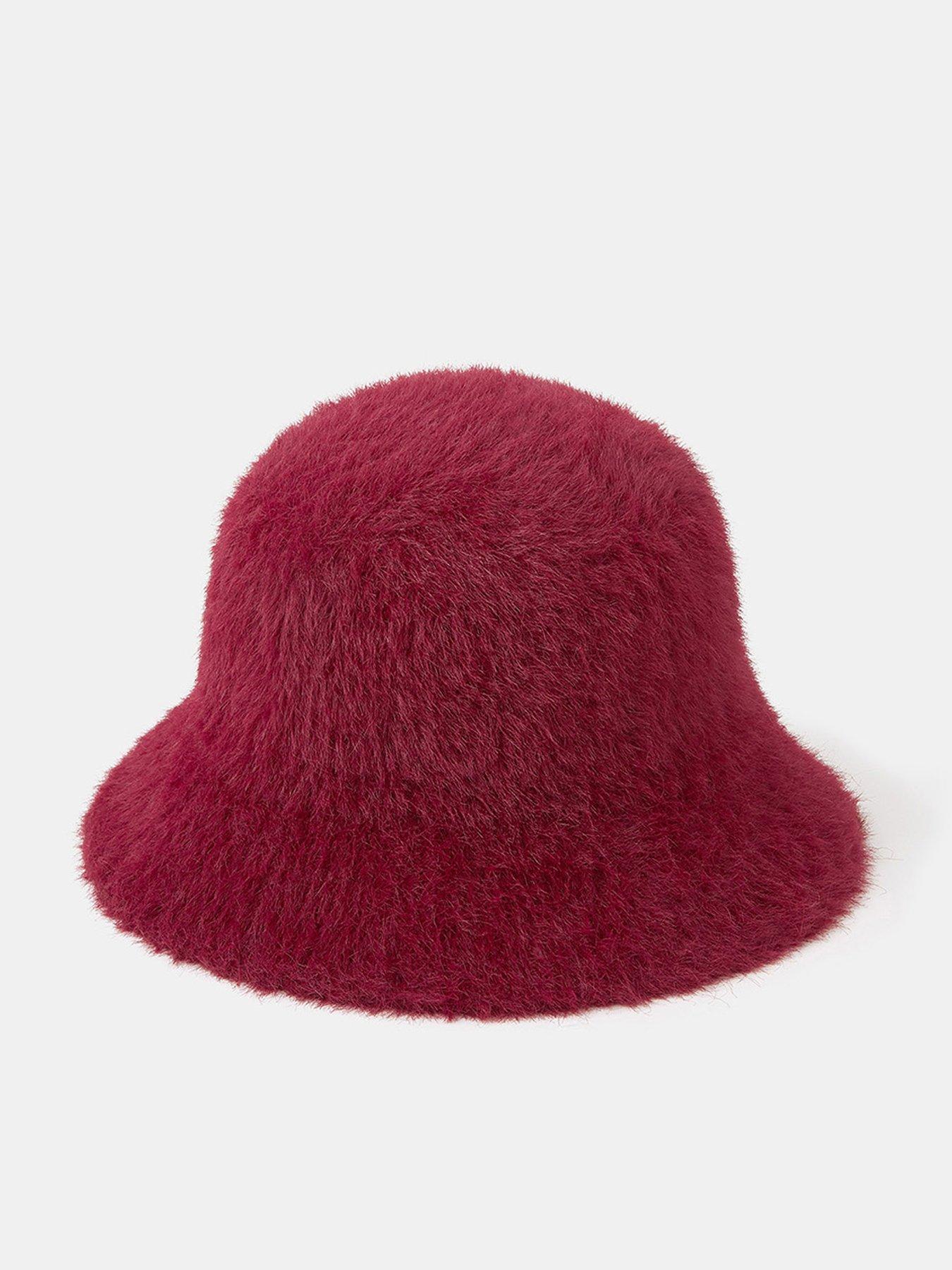 Accessorize Fluffy Bucket Hat - Burgundy Red