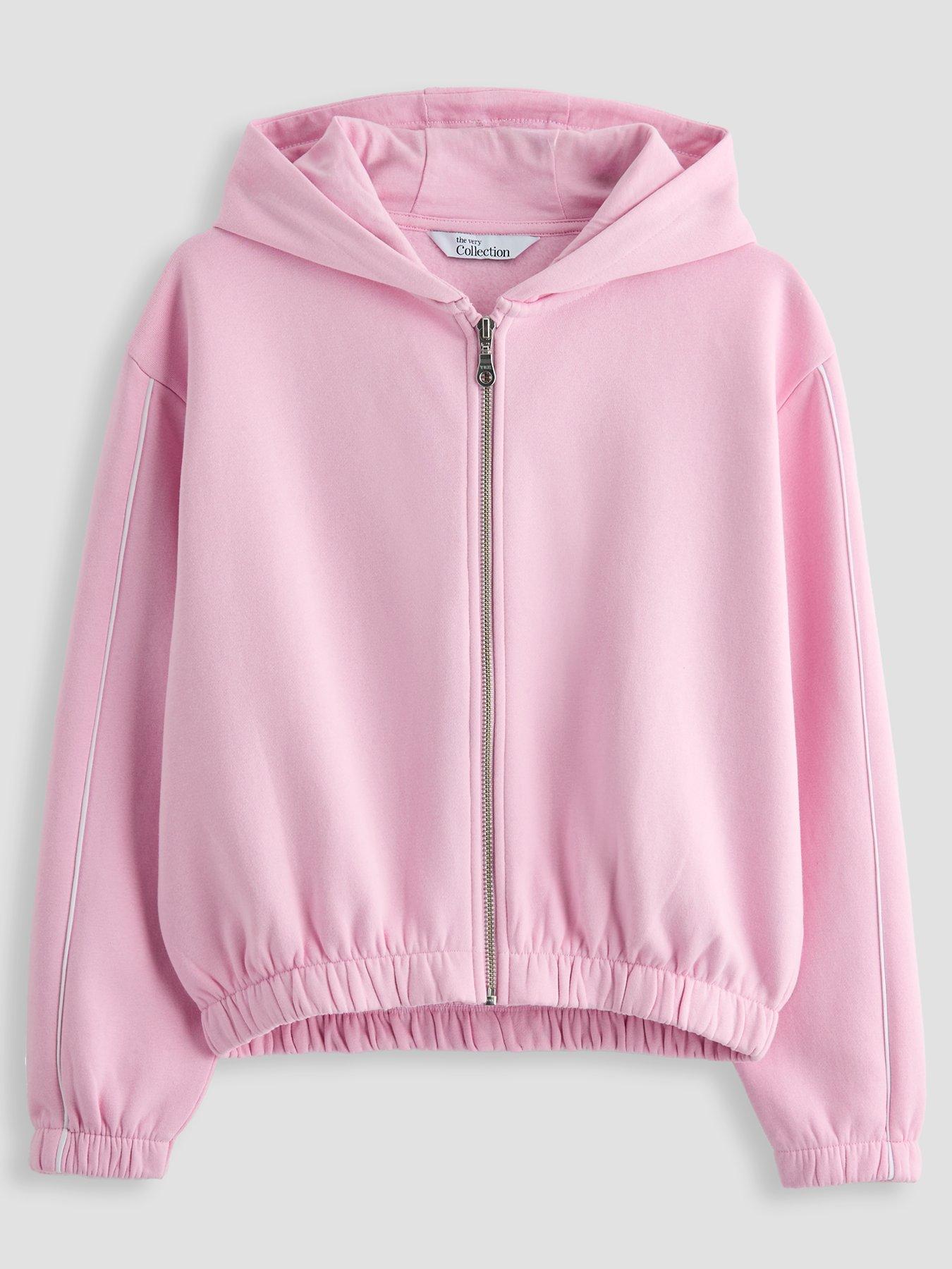 The Very Collection Girls Hoodie With Piping Detail - Pink